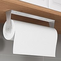 Awarmhome Stainless Steel Under Cabinet Paper Towel Holder - Adhesive or Screw Wall Mount for Kitchen Bathroom, Silver, Space-Saving
