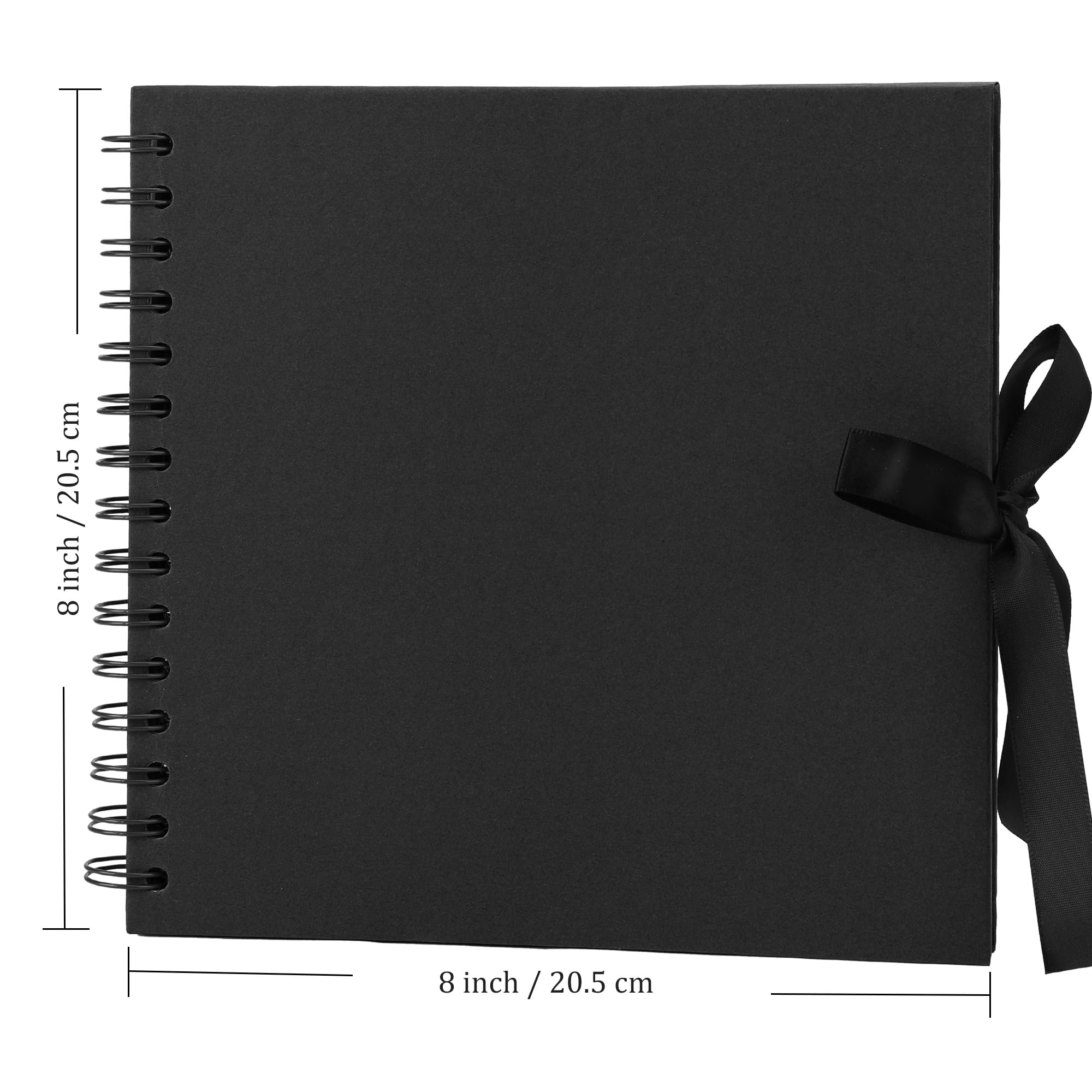 Scrapbook-Album mit 60 Seiten dickem Kraftpapier, 20,3 x 20,3 cm, schwarzes DIY-Fotobuch, kleines Erinnerungsbuch mit Fotoecken für Baby, Familie, Liebhaber, Haustiere