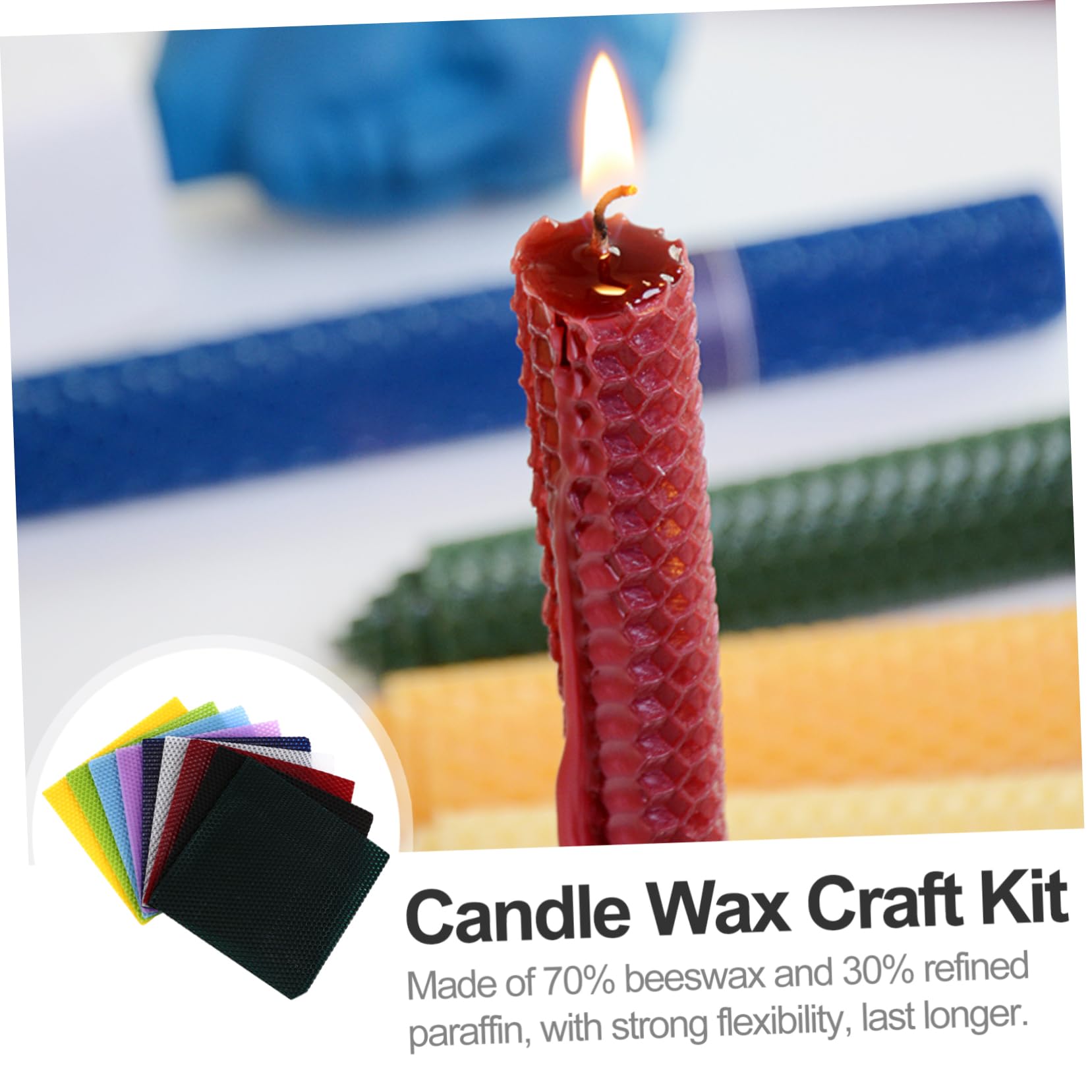 VILLFUL Kit Per Fabbricazione Candele Cera D'api 9 Pezzi Forniture Creative Fogli Cera Api