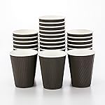 Restaurantware-12 Ounce Paper Coffee Cups, 25 Ripple Disposable Paper Cups - Leakproof, Recyclable, Black Paper Hot Cups, Insulated, Matching Lids Sold Separately