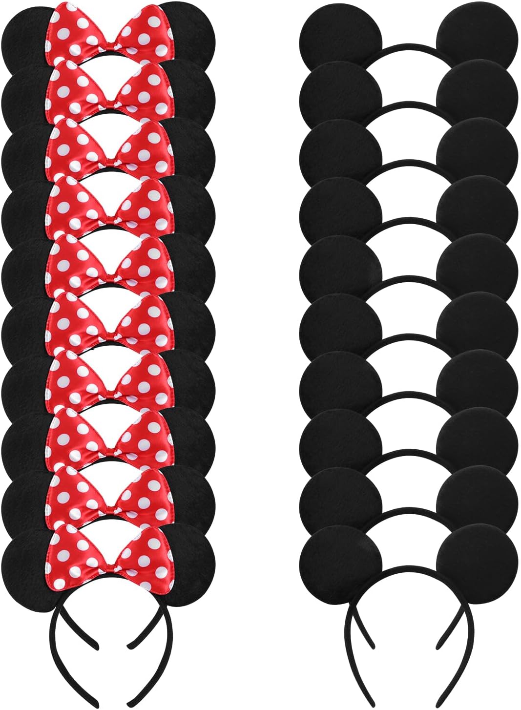 20 Pack Mouse Ears Headband for Birthday Party Supplies and Mouse Themed costume Cosplay Decoration (Red and Black)