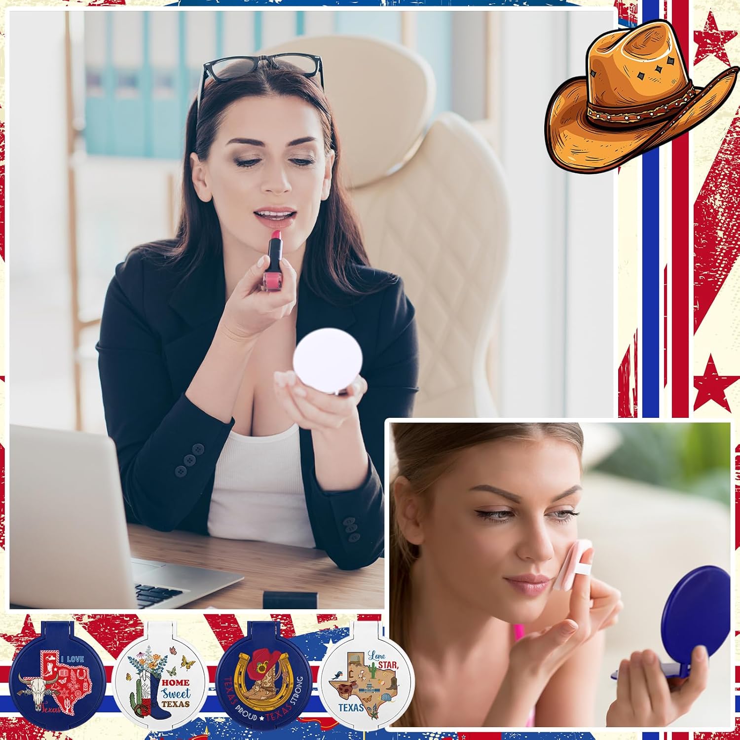 30 Pcs Texas Souvenirs Gifts Texas City Compact Mirror Bulk Pocket Folding Makeup Mirror Employee Appreciation Gifts for Women Coworker