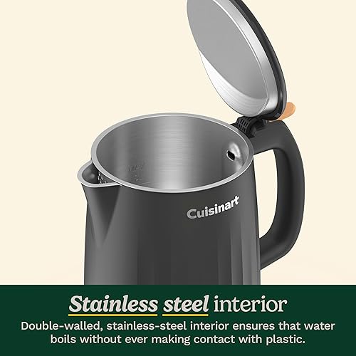 Miniatura 4 de Cuisinart Soho - Hervidor eléctrico de agua caliente de doble pared de 1 litro, hervidor de té con interior de acero inoxidable, operación de un