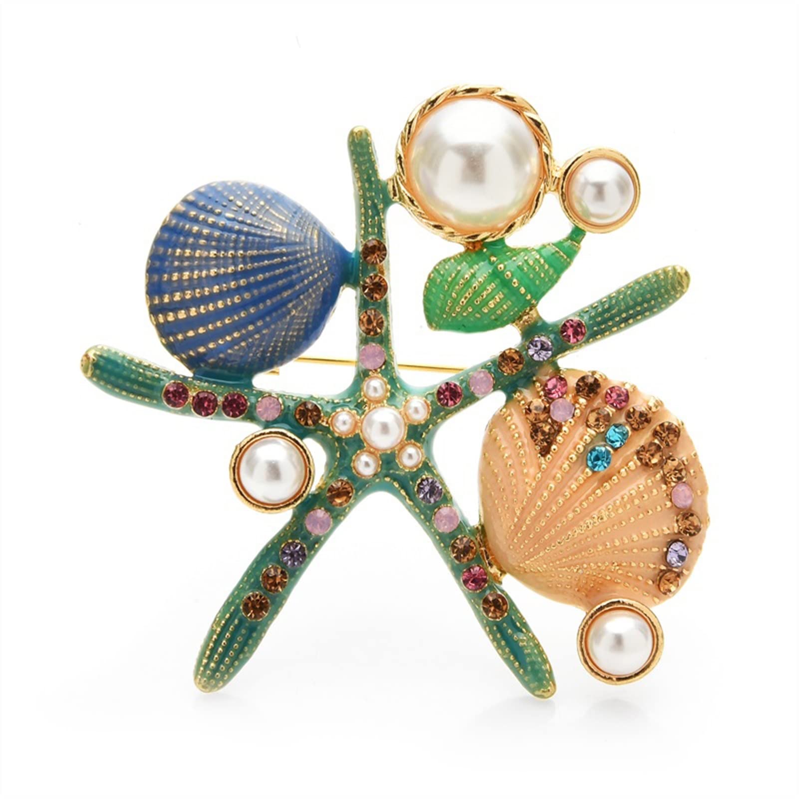 Broches para Mujer, Accesorios de Moda para Mujer, Broche de Estrella de mar esmaltado, Broche de Estrella de mar con Perlas para Mujer, Broche para Chaqueta Tipo cárdigan, broches
