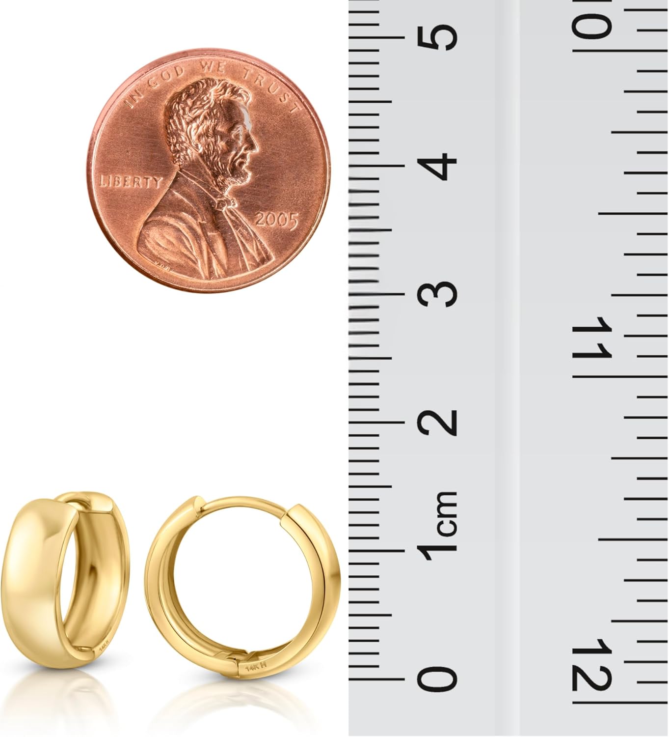 14k Solid Gold Huggie Earrings, Simple Hoops, Plain Huggies, Real Earrings for Women - Image 6