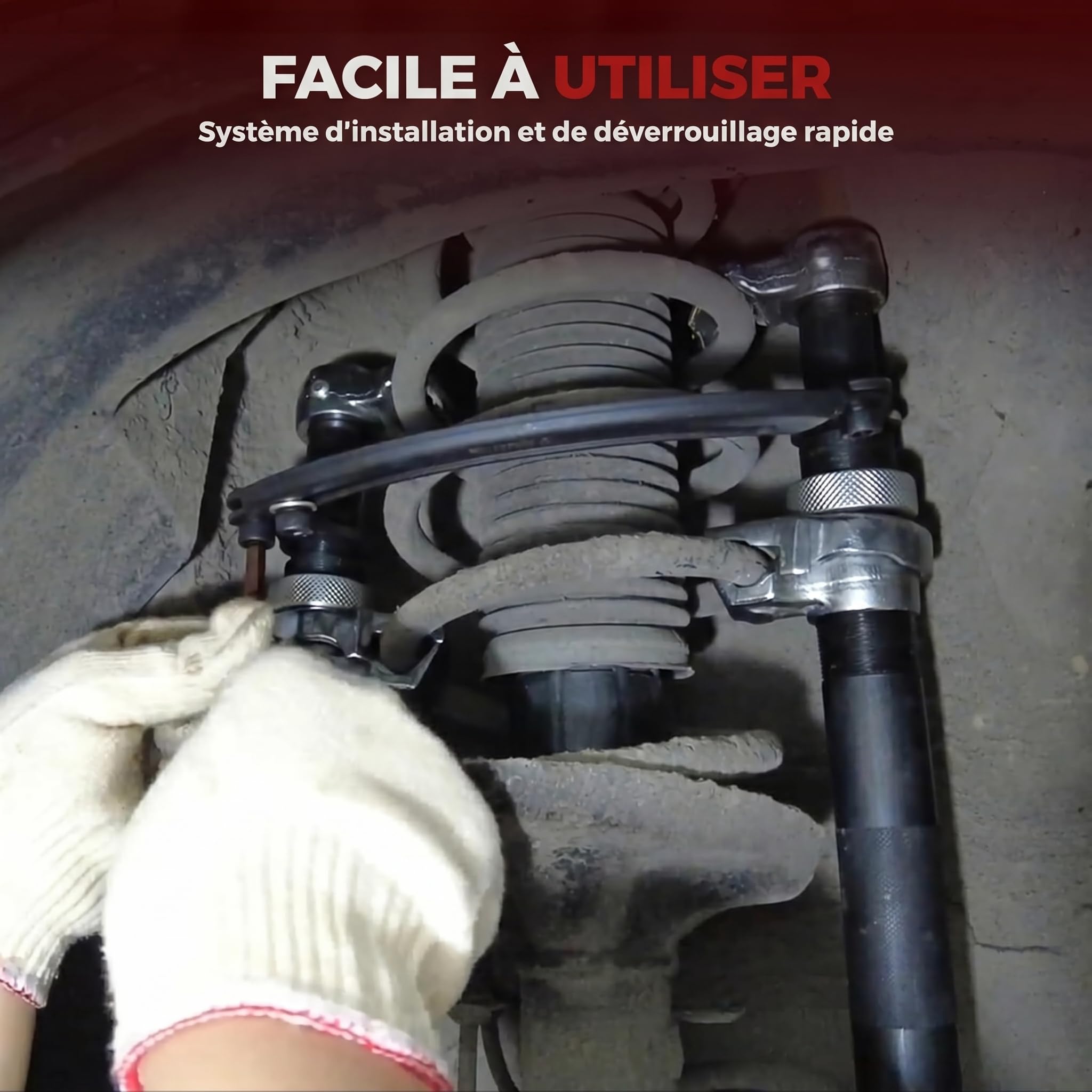 BILITOOLS Lot de 2 Compresseurs de Ressort Amortisseur Macpherson | Professionnel, charge 1200kg, outil auto robuste, compresseur ressort hélicoïdal, étrier de sécurité inclus