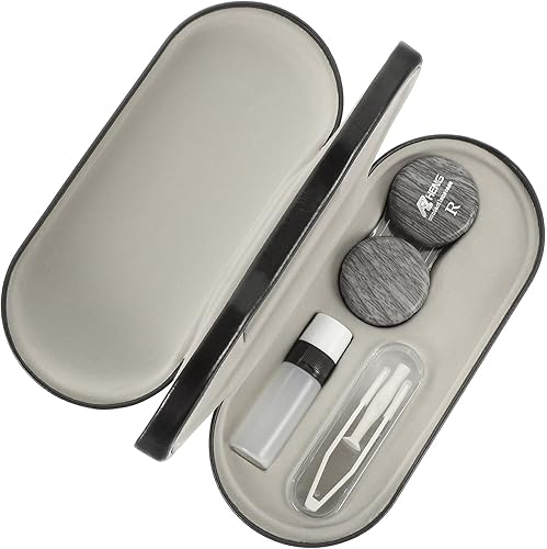 Miniatura 12 de Healifty Estuche para lentes de contacto y estuche para gafas, funda doble 2 en 1, con removedor de pinzas de espejo, caja de almacenamiento de