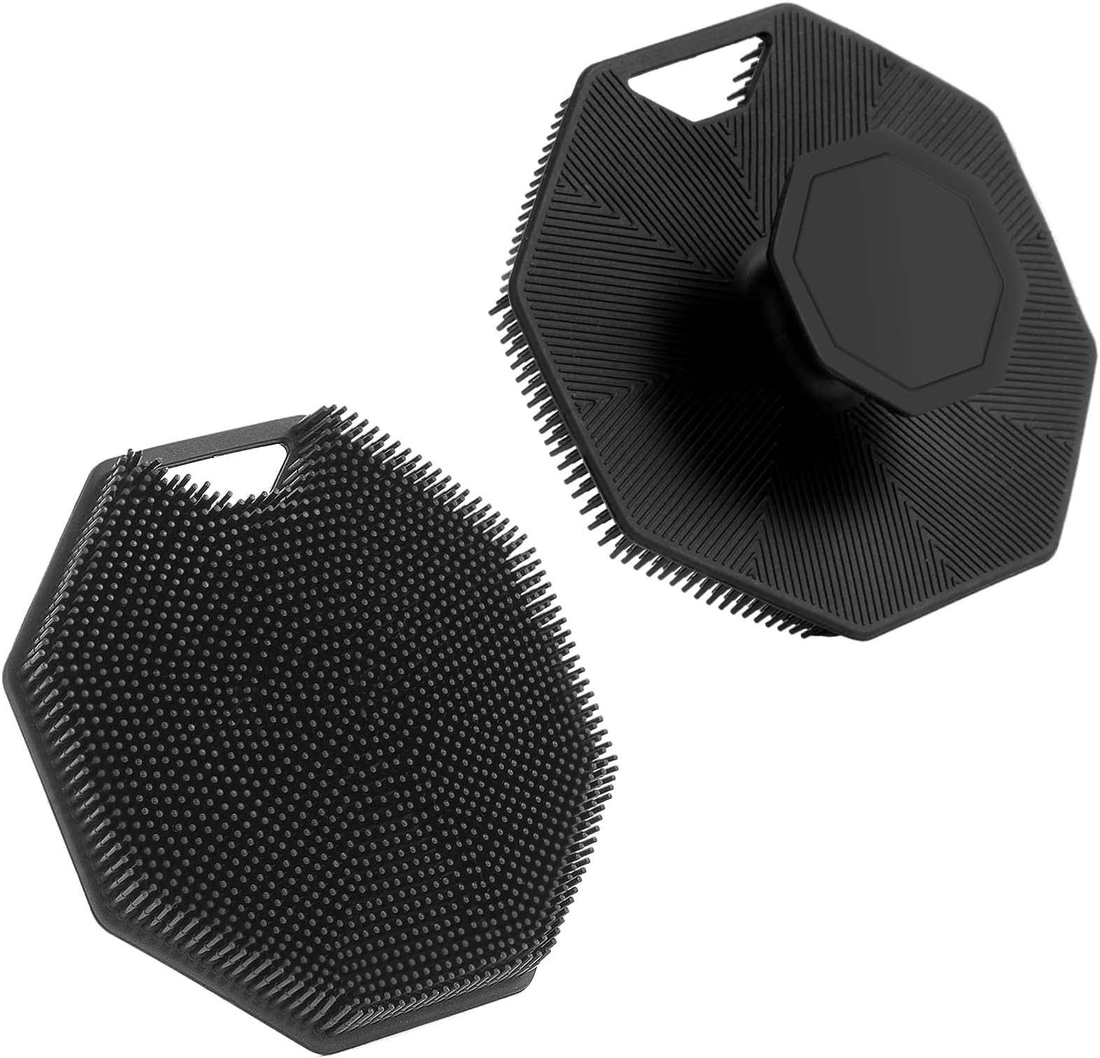 Qewro 2Pack Silicone Body Scrubber, Body Buffer Exfoliating Brush with Silicone Loofah, Scalp Exfoliator Hair Shampoo Skin Cleaning Brush, Bath & Body Brushes for Men Women use in Shower (2Pack)