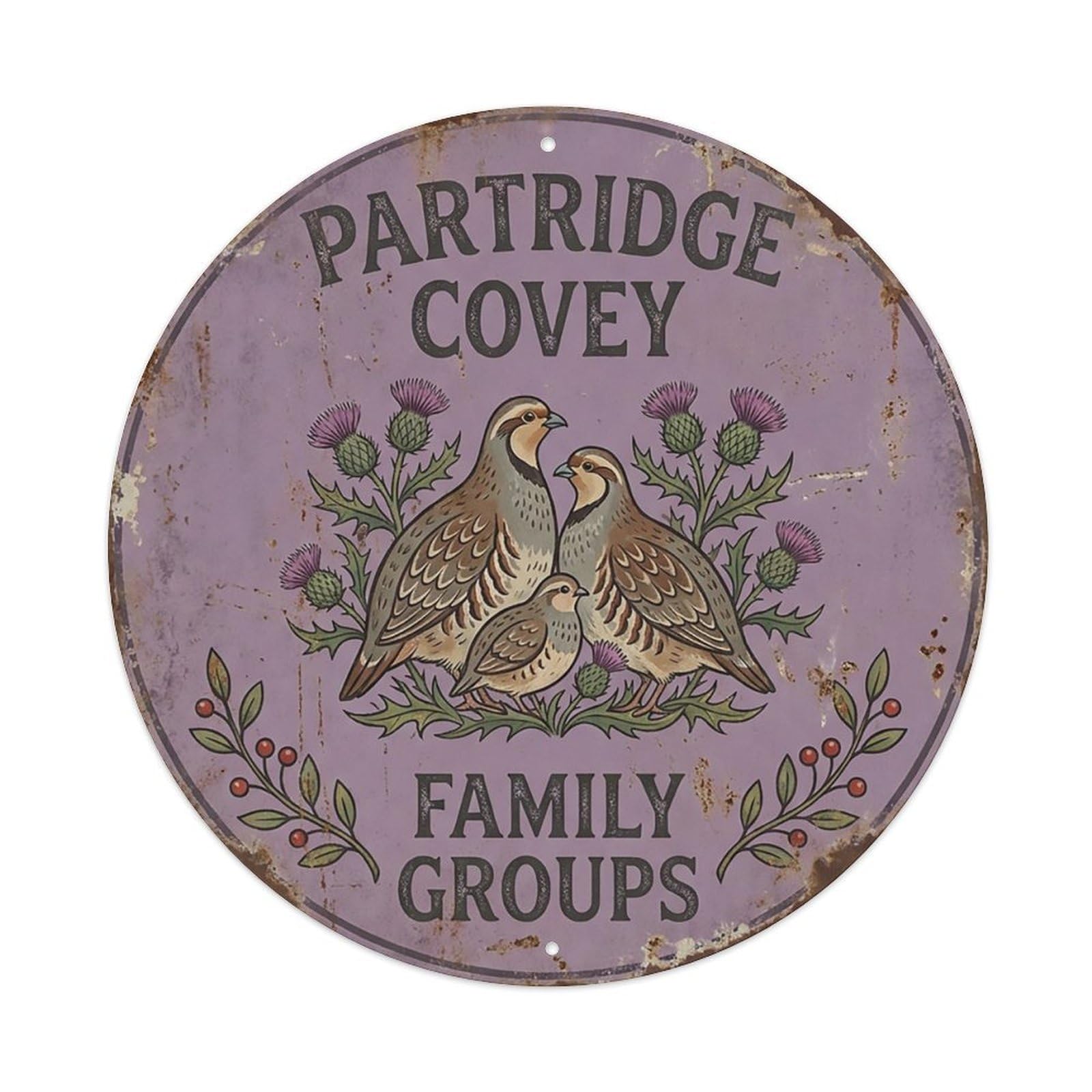 Cxhjca 8X8inch(20X20cm) Partridge Covey Family Groups Metal Tin Sign