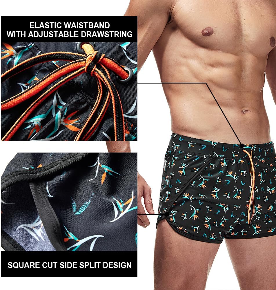 AIMPACT Mens Short Swim Trunks Quick Dry Beach Board Shorts 80s 90s Summer Vintage Swimwear with Lining Swimming Suits - Image 4