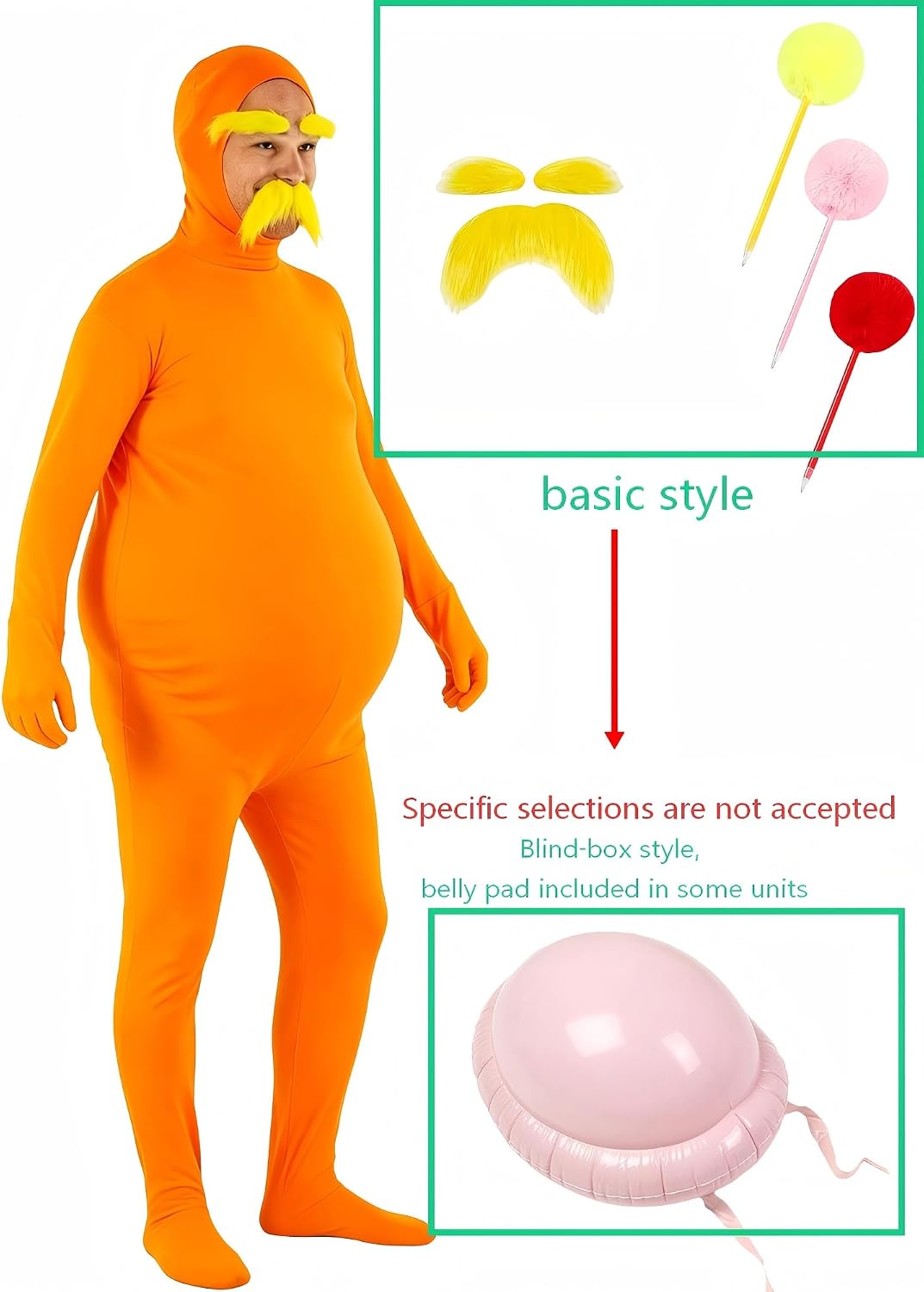 Orange stretchy spandex bodysuit halloween dress‑up costume kit