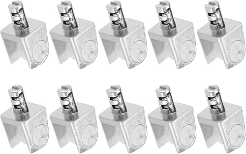 METALLIXITY Soporte para estante de vidrio (para 0.197-0.315 in de grosor), 10 unidades, abrazadera de clips de vidrio ajustables de aleación de
