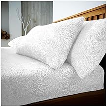2 Pack Teddy Bear Fleece Pillowcases, Side Sleeper Winter Warm Cosy Soft Teddy Pillow Cases Fluffy Fleece Hotel Quality Plain Sherpa Thermal Pillowcases Luxury Bedding Pair 50 X 70cm, White