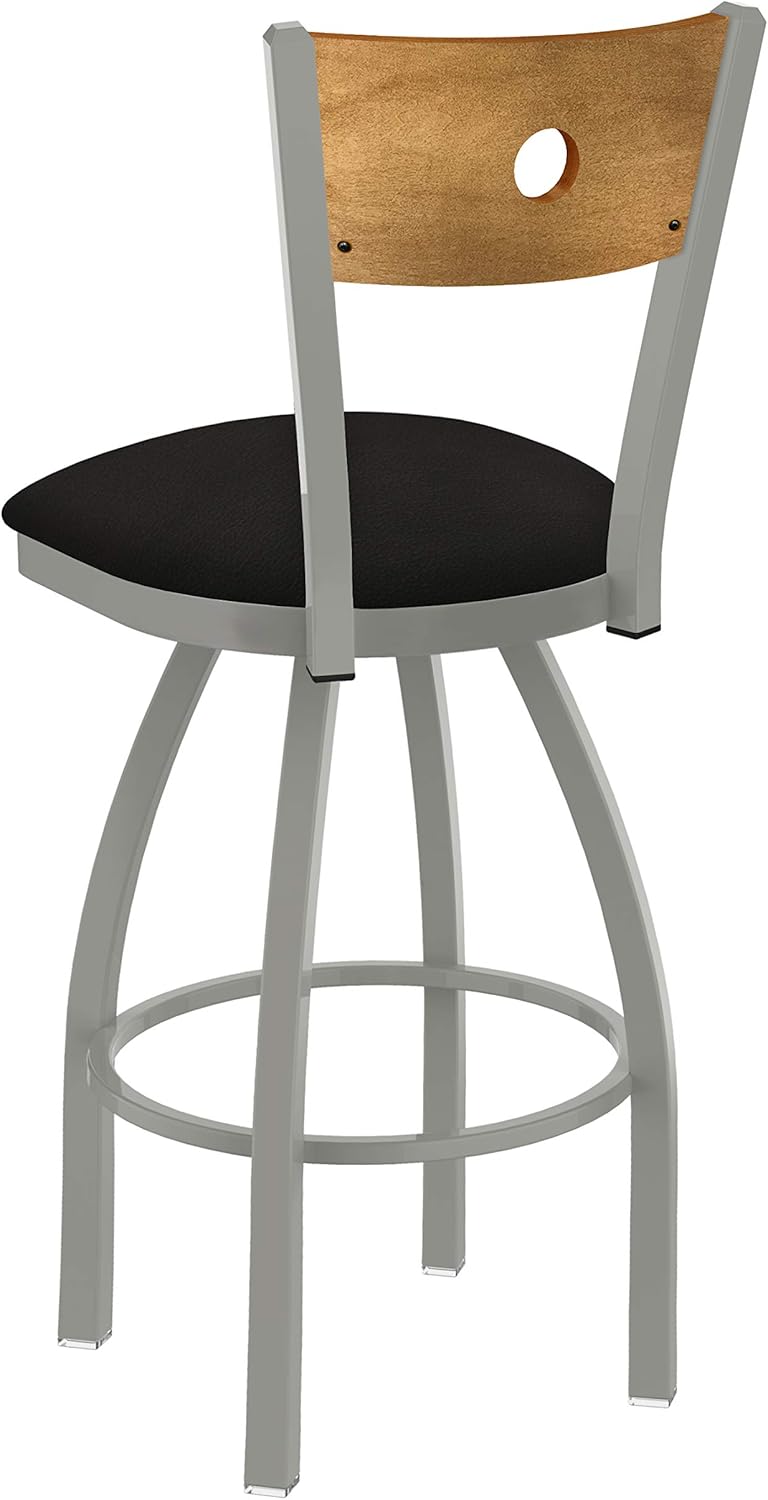 HBS 830 Voltaire 25" Swivel Counter Stool with Anodized Nickel Finish, Medium Back and Canter Espresso Seat