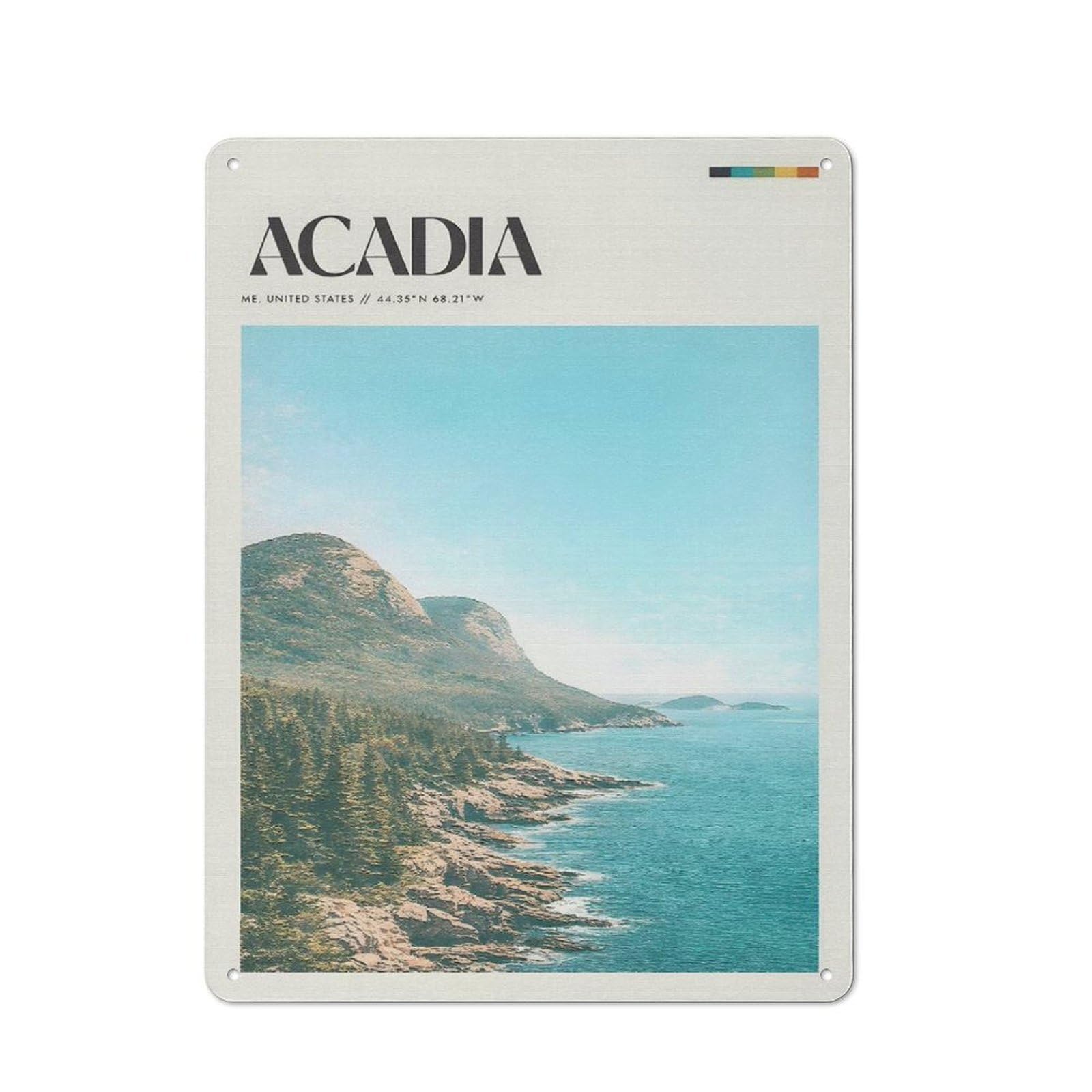 Junmoney Style-12 Acadia National Park Coastal Landscape Tin Sign 40X30cm, Vintage Home Bar Decor For Cafe, Pub, Workshop Or Home Bar, For Relaxed Wall Styling