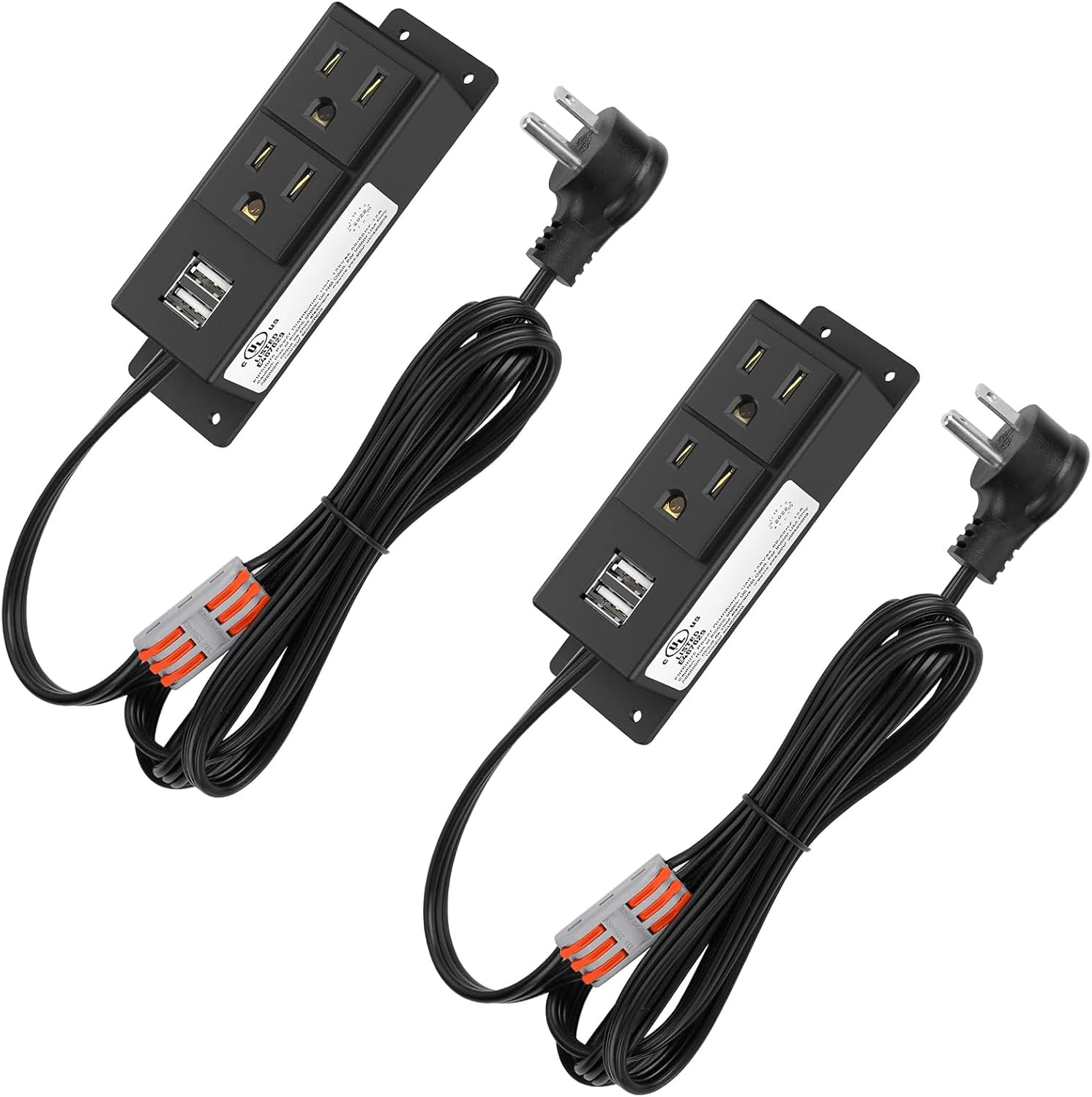 2Pack Electrical Power Outlet Kit, Hidden Outlet Cabinet Accessories with USB, Mountable for Interior Dehumidifiers and Lights (Black, UL Listed)