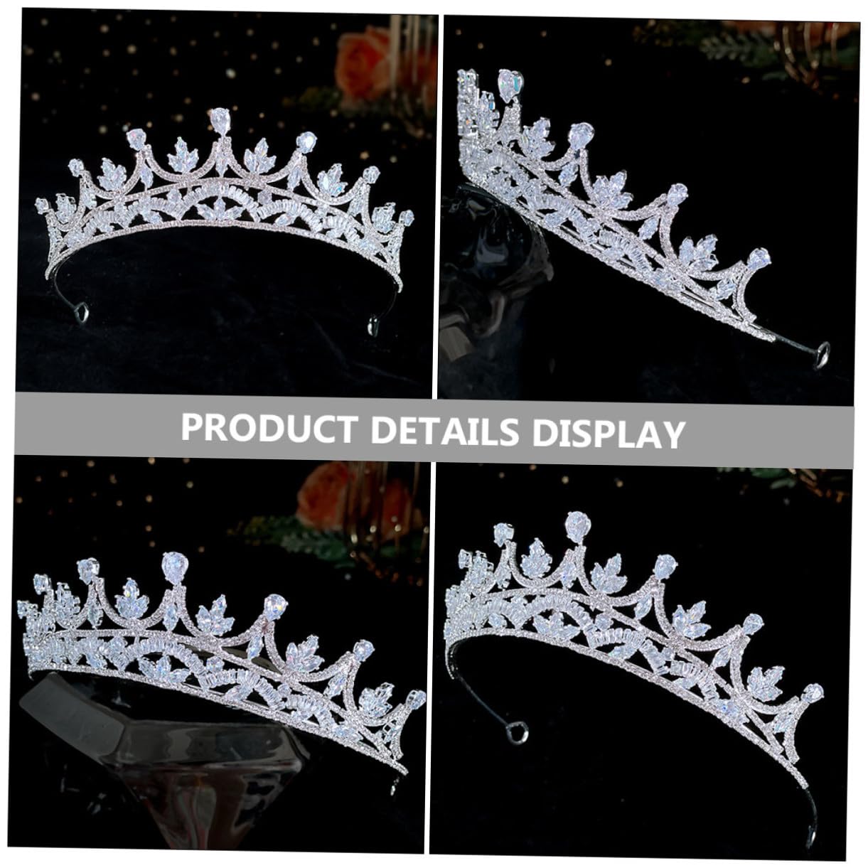 Zirkon Brautkrone Haarreif Damen Kronenstirnband Leicht Formstabil für Hochzeit Party Mädchen Haaraccessoire