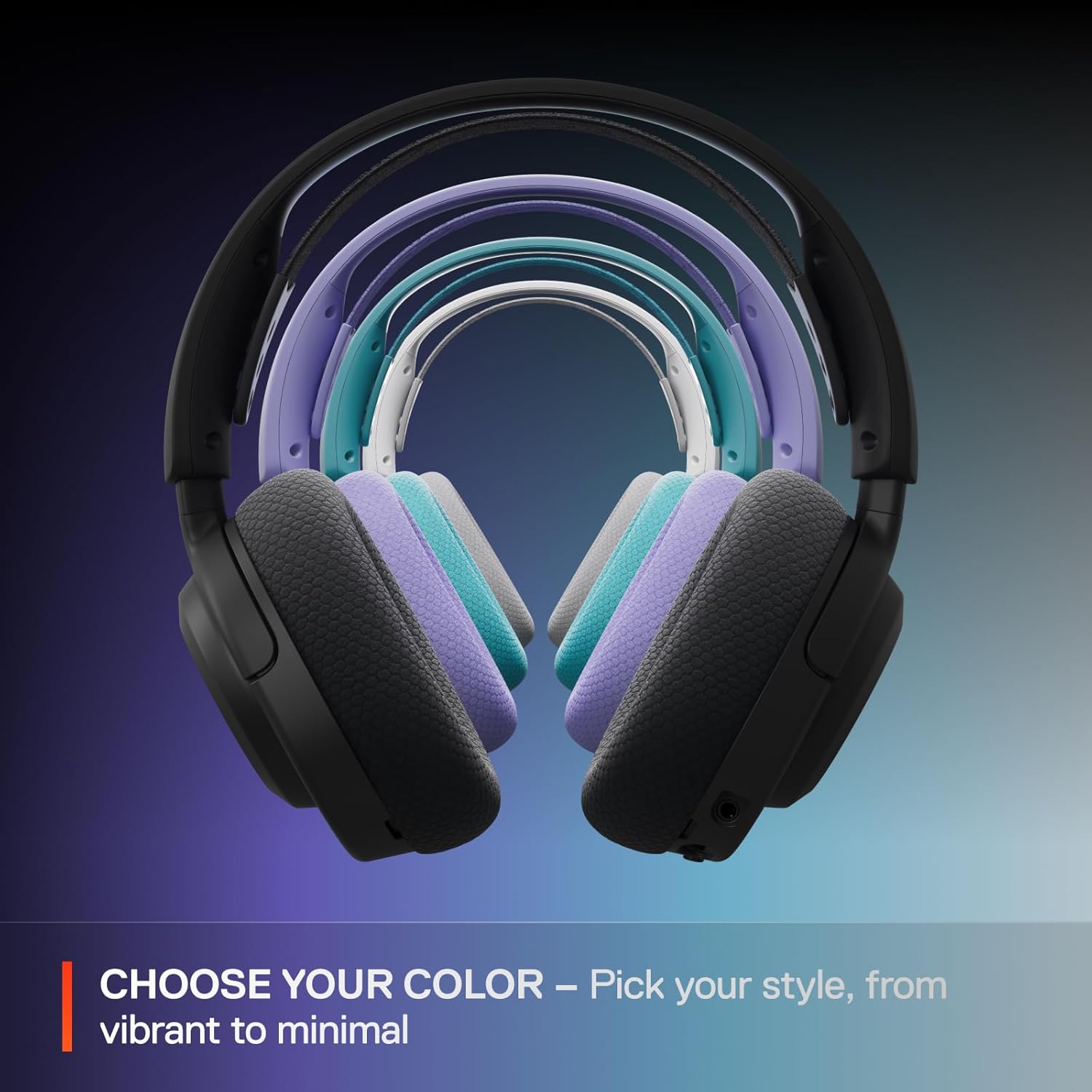 SteelSeries Arctis Nova 3P headset with its detachable microphone and foam cover shown separately.