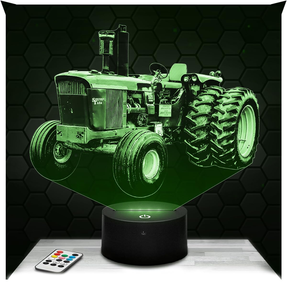 Lampephoto.fr - J. Deere 5020 3D Lamp, Night Light 3D LED Illusion Lamp, Miniature 1:32, Agricultural Tractor Object, Gift idea for Boy's Room, Night Light for Children's Bedroom, Gifts Merchandising