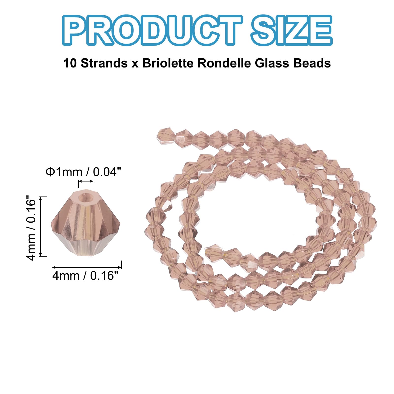 PATIKIL 10 Strands 4mm Bicone Crystal Glass Beads - Image 2