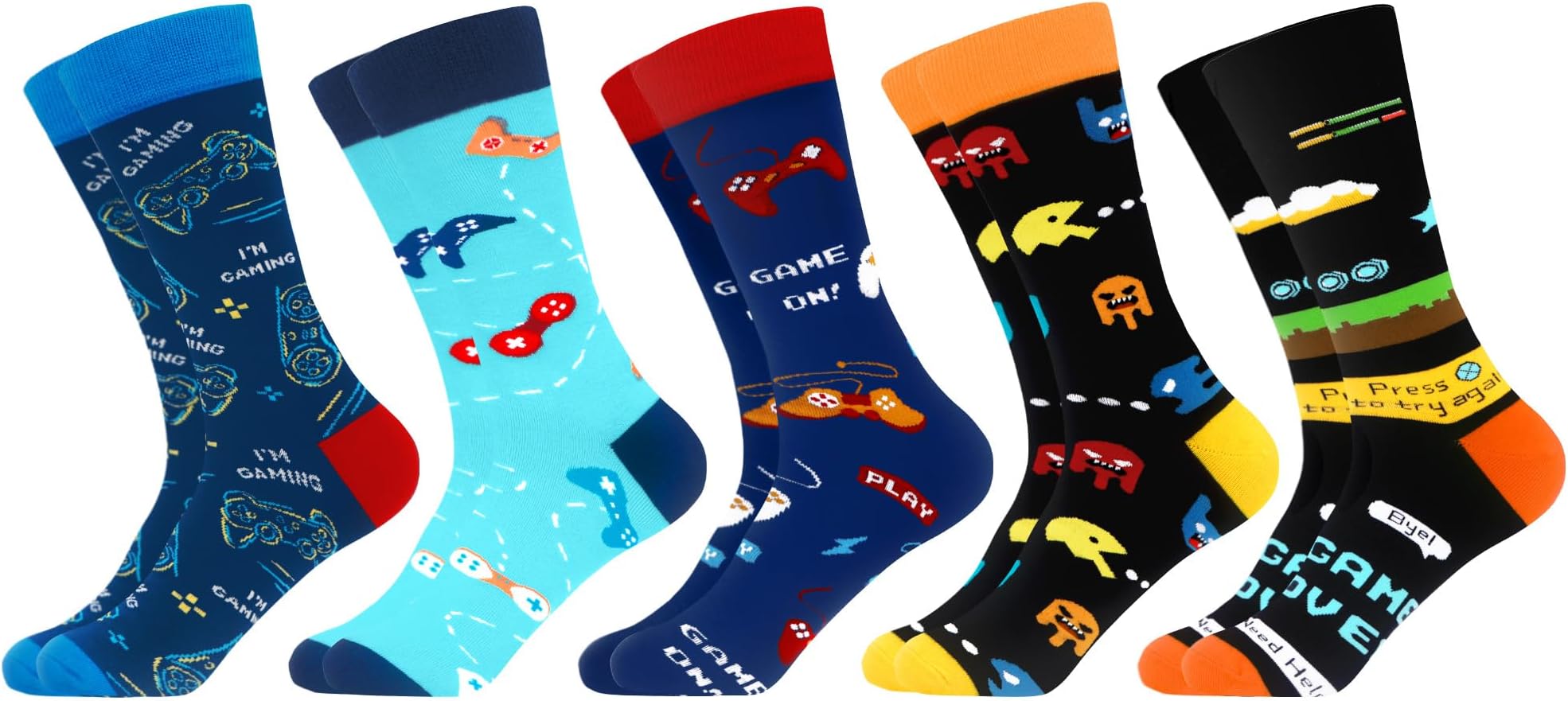 WeciBor Men's Dress Cool Colorful Fancy Novelty Funny Casual Combed Cotton Crew Socks Pack