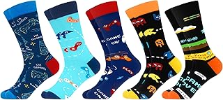 WeciBor 5 Pairs Men’s Funny Colourful Casual Novelty Combed Cotton Socks