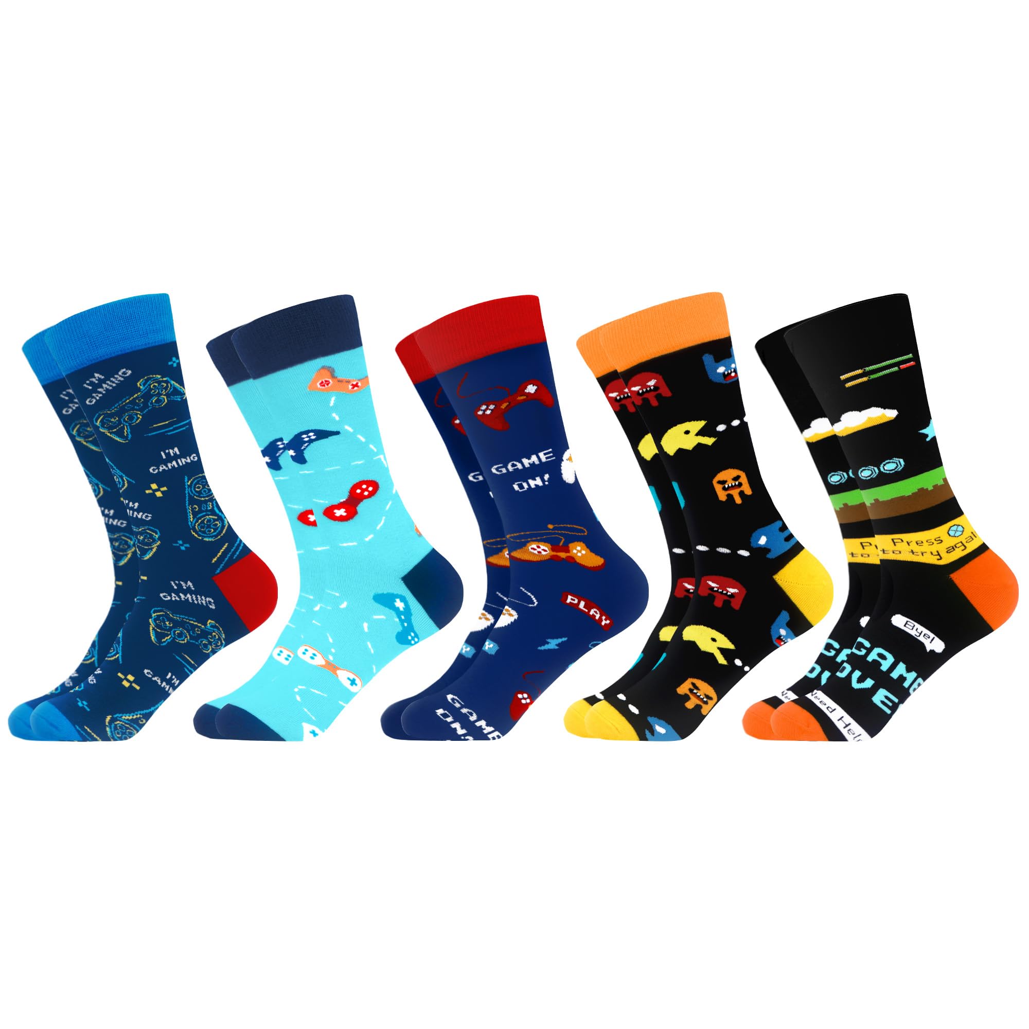 WeciBor Men's Dress Cool Colorful Fancy Novelty Funny Casual Combed Cotton Crew Socks Pack