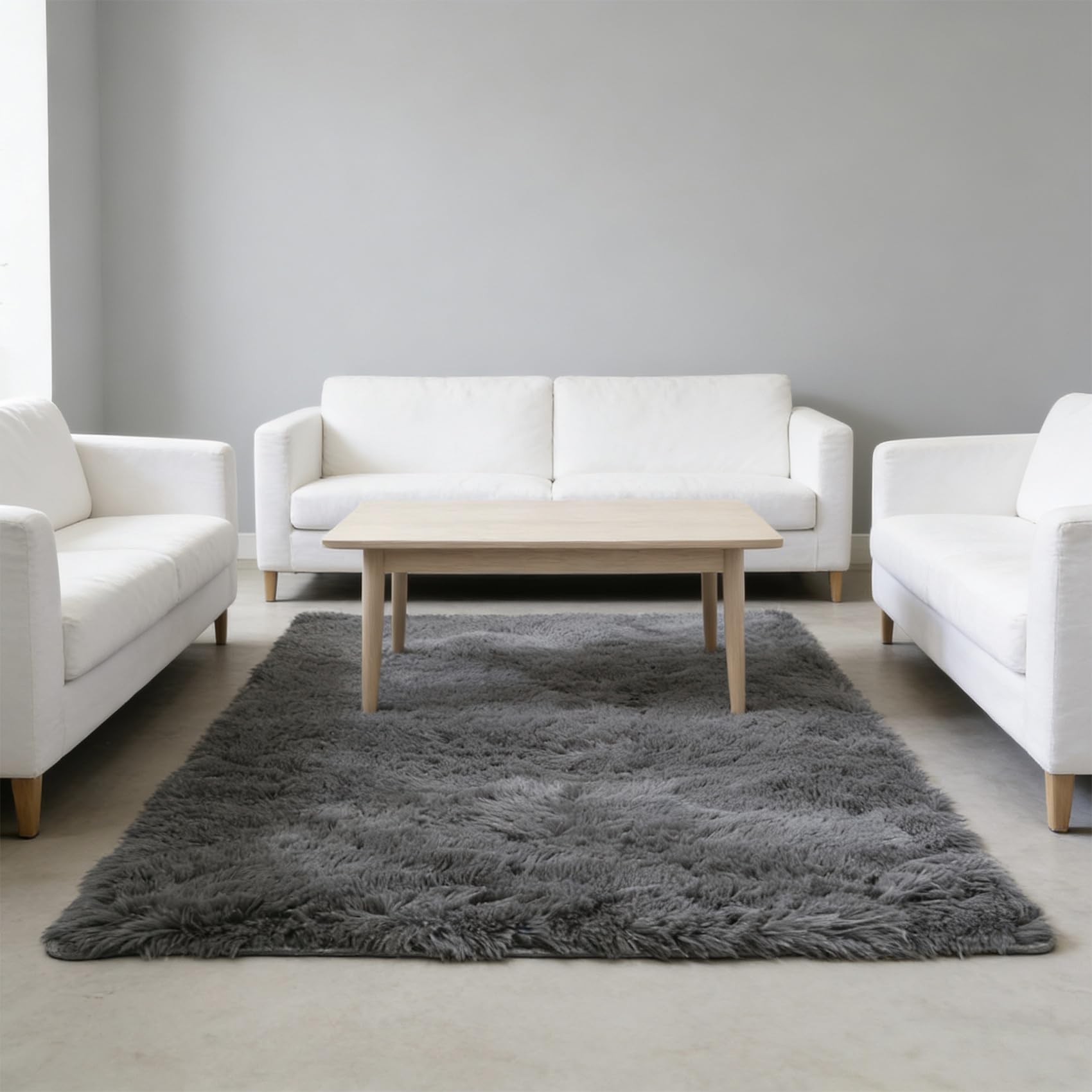 Tapis de salon gris grand format 280x155 antidérapant et doux pour habiller un bureau