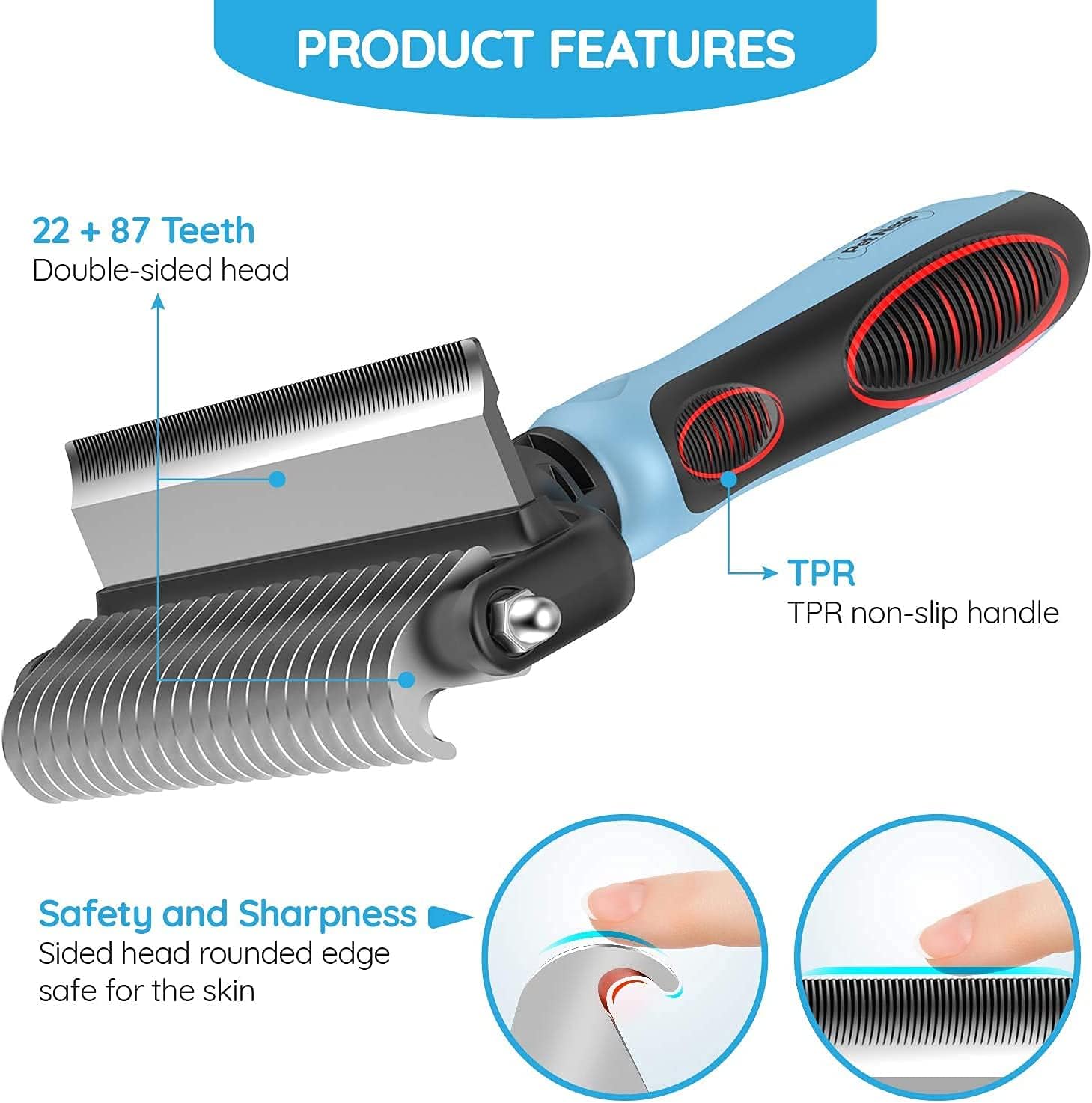 2 Sided Pet Grooming Brush Effectively Reduces Shedding by Up to 95% Professional Deshedding Tool for Dogs and Cats