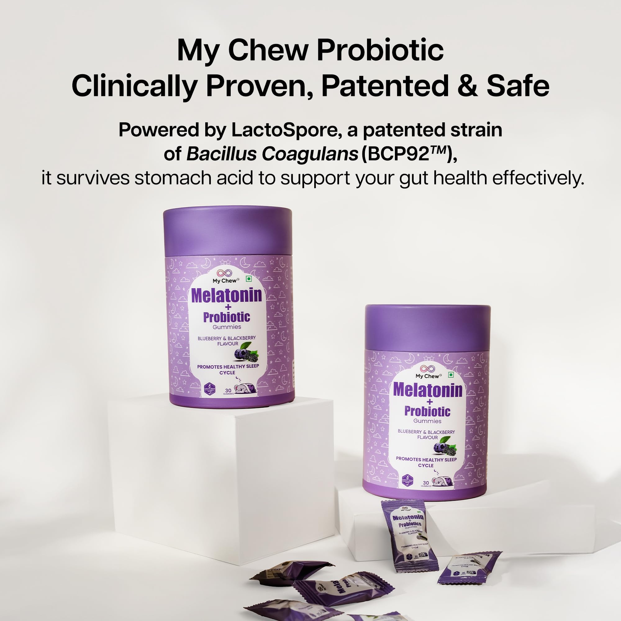 My Chew Probiotic 5mg Melatonin Sleep Gummies 1 Billion CFU Clinically Proven L-Theanine, Chamomile & Passion Flower, Muscle Recovery, Natural Stress Relief & Deep Sleep,No Added Sugar, 30 Gummies — Amazon image 5