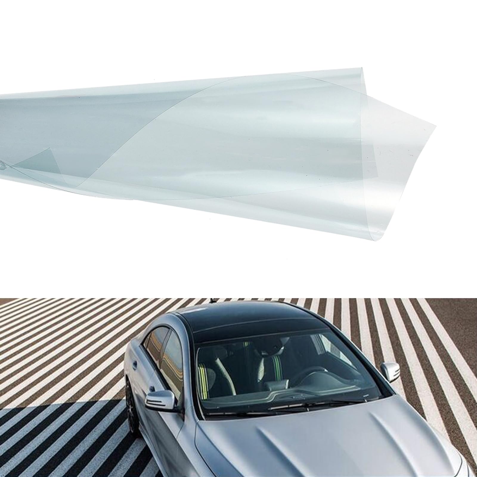 Alvorox - 83.4% VLT Clear Window Film, Tinted Car Windshield Tint, Explosion-Proof Protection Glass Tinting Film, Blue When in Roll (60"x39.3")