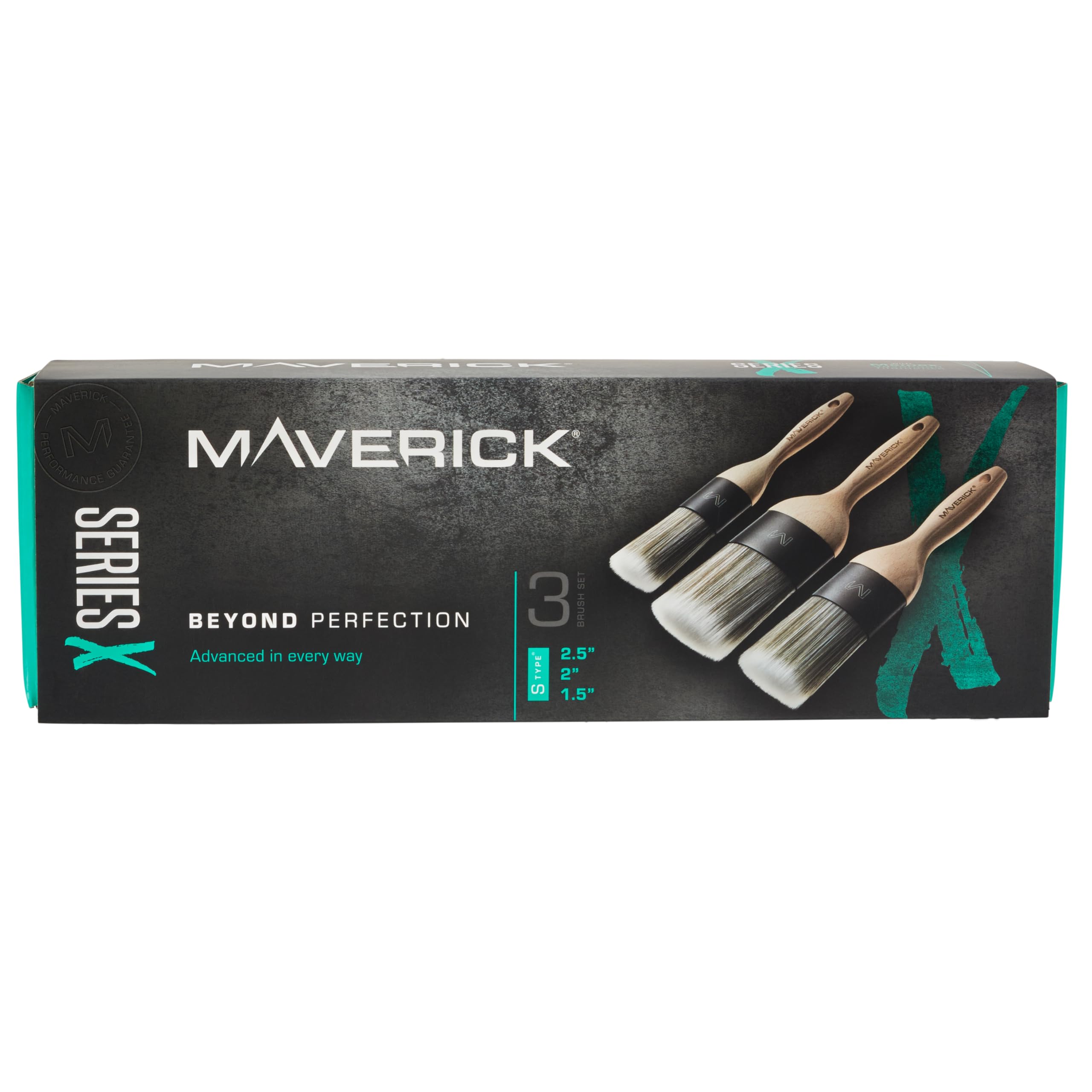 Maverick 190 Series X Malerpinsel, professioneller, gerader Schnitt, ovaler Memex-Kopf mit FSC-Holz, 3-teiliges Set, 3,8 cm, 5,1 cm, 6,3 cm