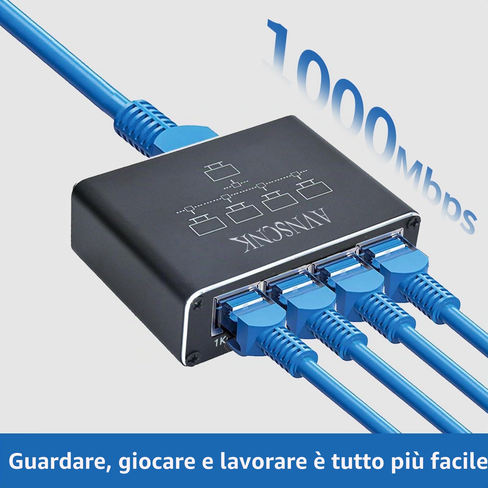 Adattatore Ethernet 1 ingresso 4 usce da 1000 Mbps 1 a 2/3/4 RJ45 LAN Internet Splter Cat 6 RJ45 Gigab Swch per PC Laptop TV Box Router 7 Adattatore Ethernet 1 ingresso 4 usce da 1000 Mbps 1 a 2/3/4 RJ45 LAN Internet Splter Cat 6 RJ45 Gigab Swch per PC Laptop TV Box Router 7