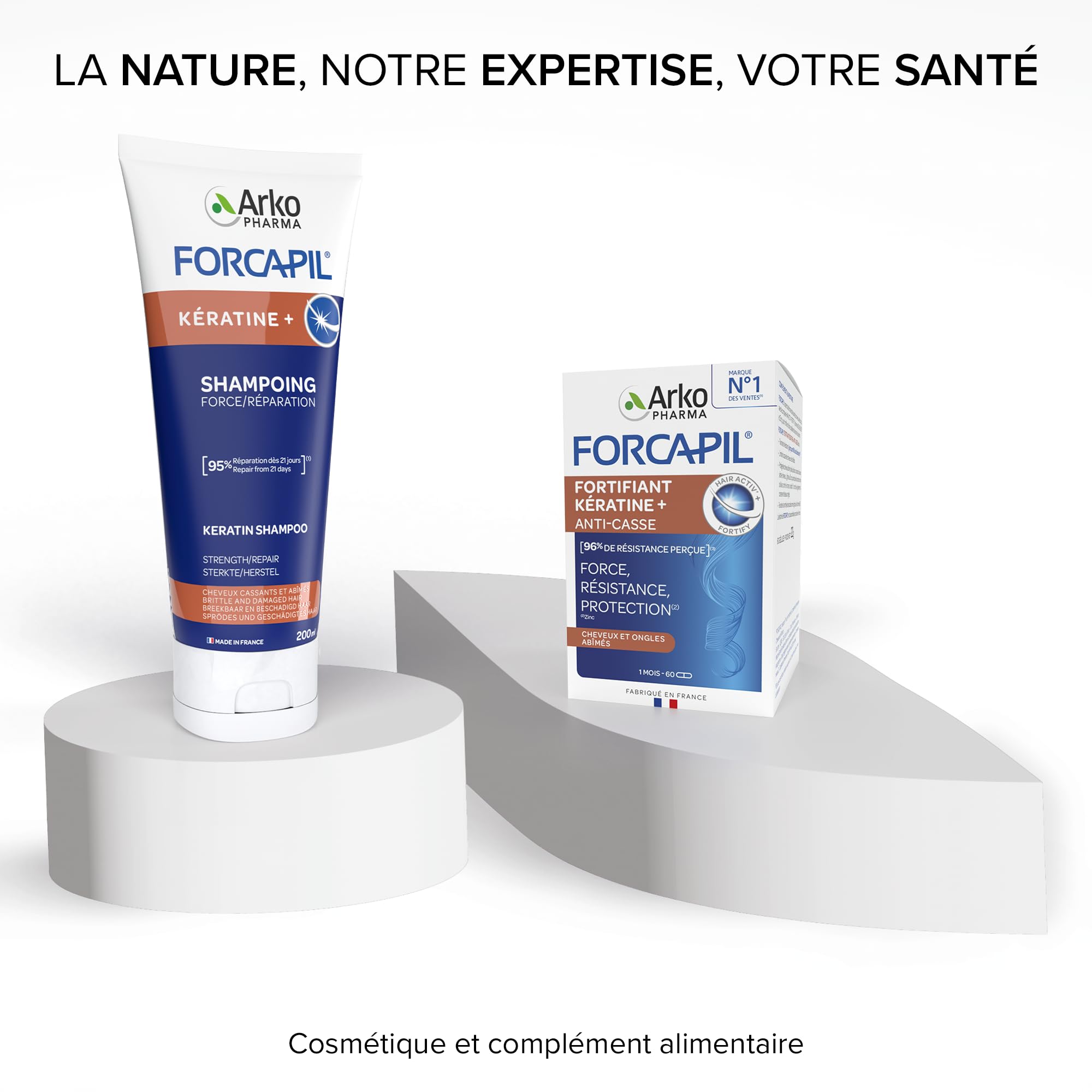 Arkopharma Forcapil Fortifiant Kératine+ Programme 3 mois 120 + 60 Gélules
