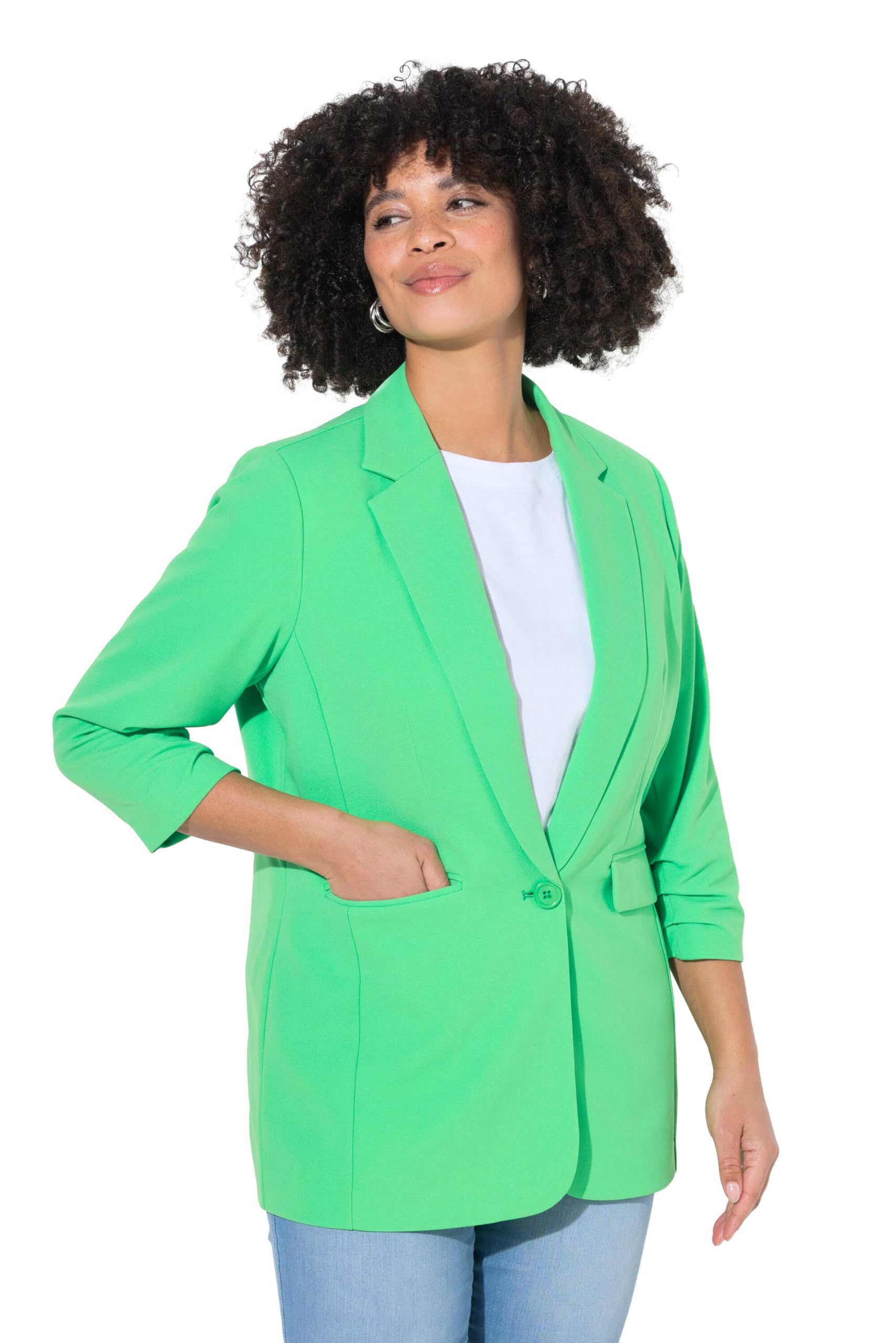 Angel of Style Damen große Größen Übergrößen Plus Size Blazer, offene Form, Reverskragen, Langarm 830286