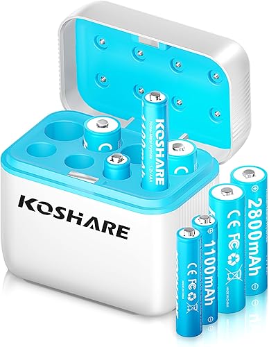 Miniatura 9 de Paquete de 8 baterías recargables Ni-MH AA con cargador, batería AA Ni-MH de 1.2 V 2800 mAh, batería NiMH doble A, recargable hasta 800 veces,