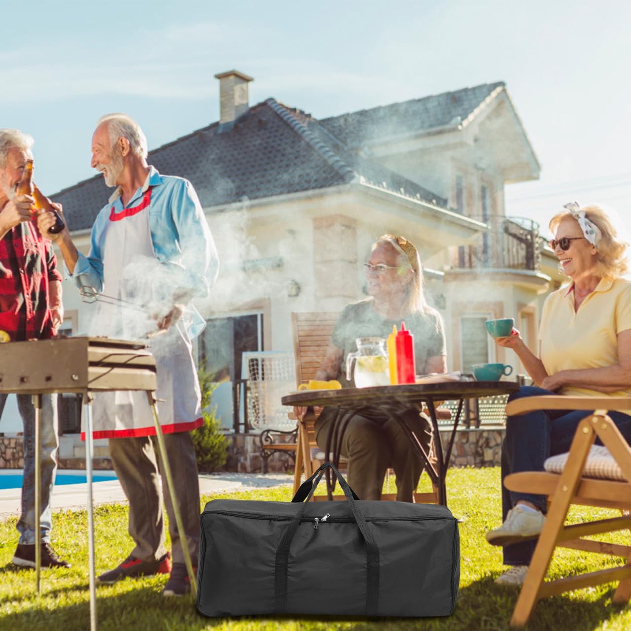 YARNOW Borsa Per Attrezzi Barbecue Leggera Portatile 32X14X7 Pollici Custodia Griglia Campeggio Chiusura Cerniera Picnic All'Aperto