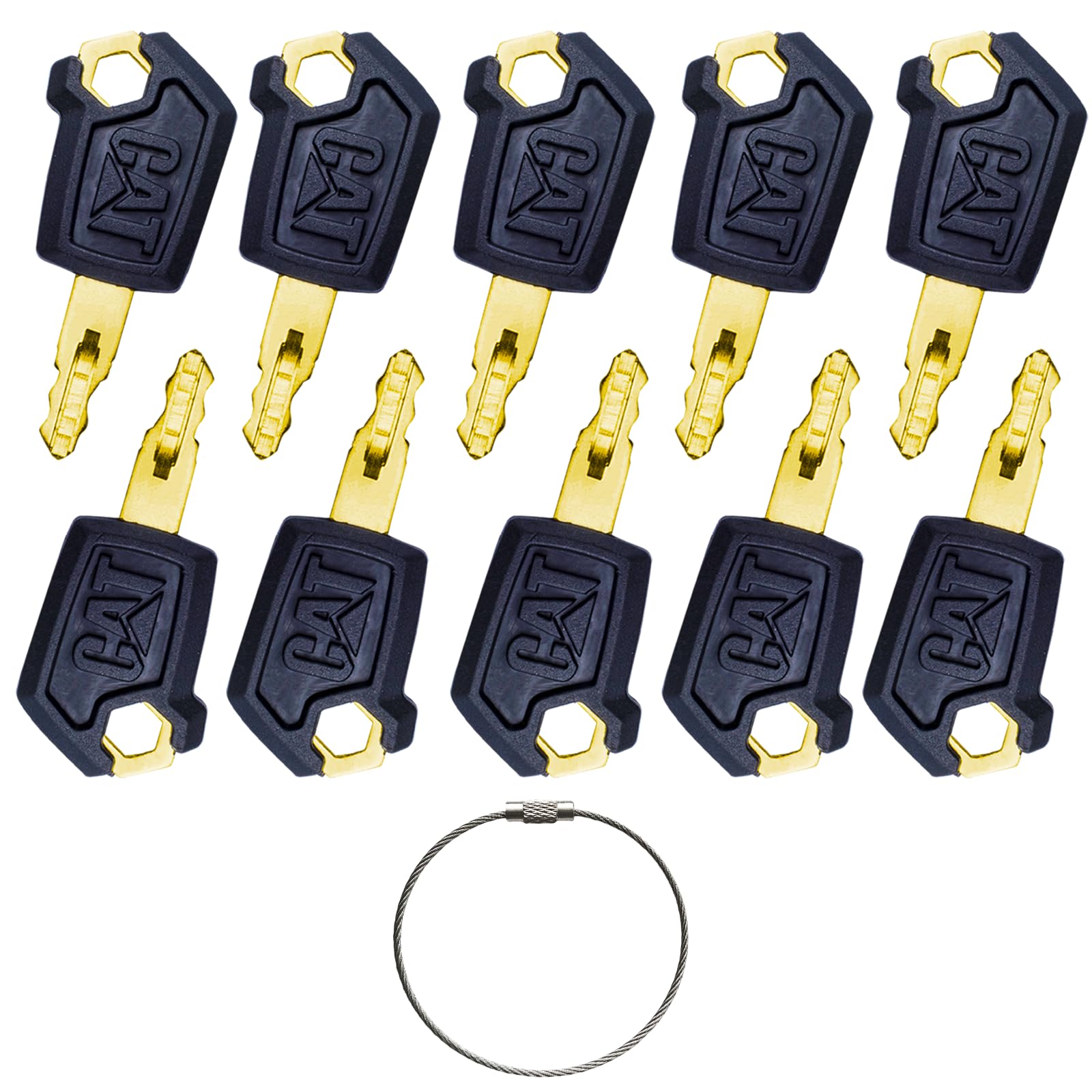 10Pcs CAT 5P8500 Ignition Switch Keys Equipment Key Set, Caterpillar Excavator Equipment Keys