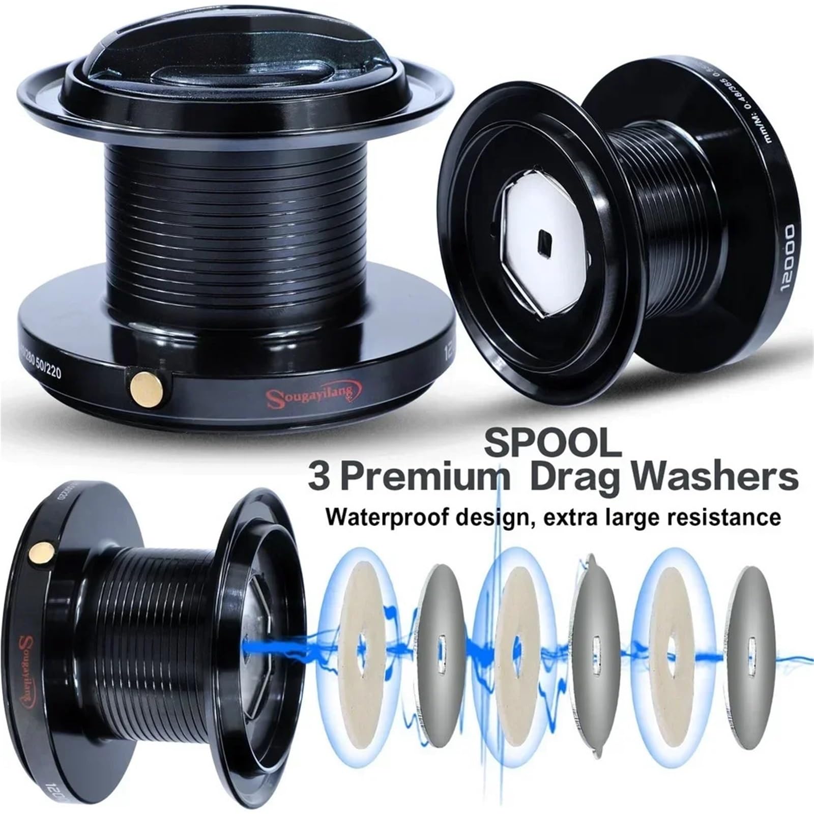 Mulinello Surfcasting Mare 9000-12000 Bobina Interamente in Metallo Jigging Traina Long Shot Casting e Surf in Acqua salata Mulinello da Pesca Spinning in Mare Grande(10000 Series)