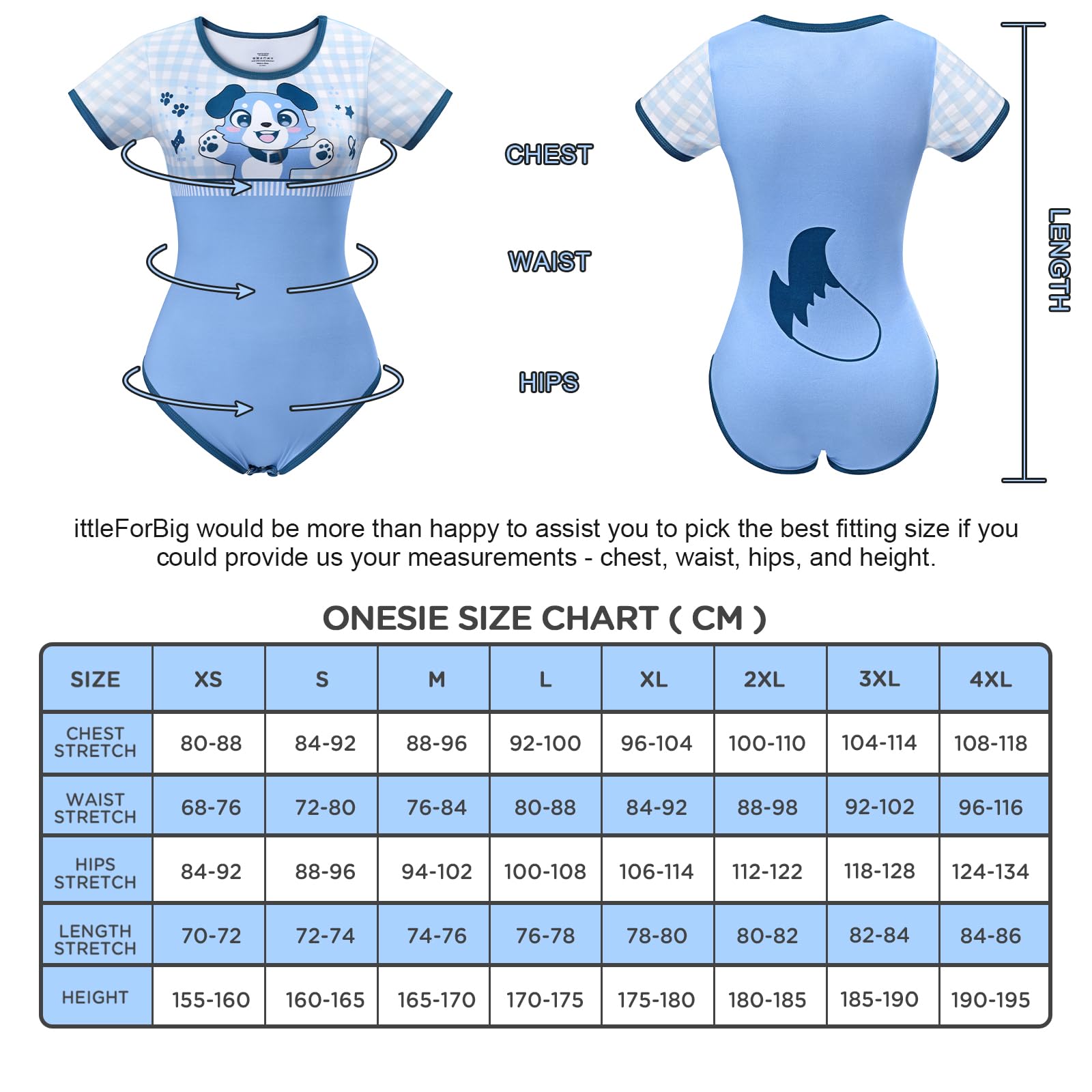 LittleForBig Jedwabiste śpioszki Onesie Piżama Body - Little Blue Onesie Body