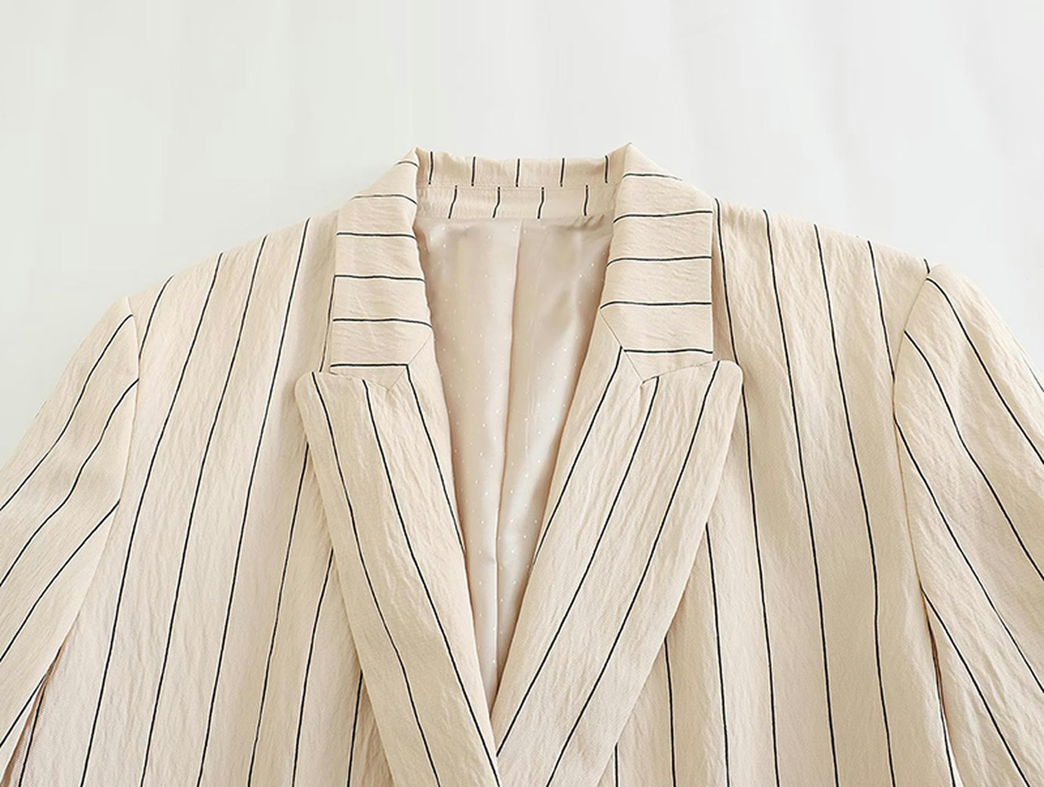 Traje de Mujer Conjuntos de Blazers Mujer 2 Piezas Moda Rayas Oficina Blazers Abrigo Chaqueta Mujer Pantalones Trajes Mujer Trajes de Primavera-Conjunto de 2 Piezas-M