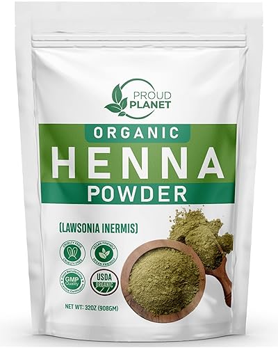 Polvo de henna orgánica para tinte para el cabello (2 libras 31.99 oz) Lawsonia Inermis Polvo Mehndi Natural y crudo Certificado USDA por Proud