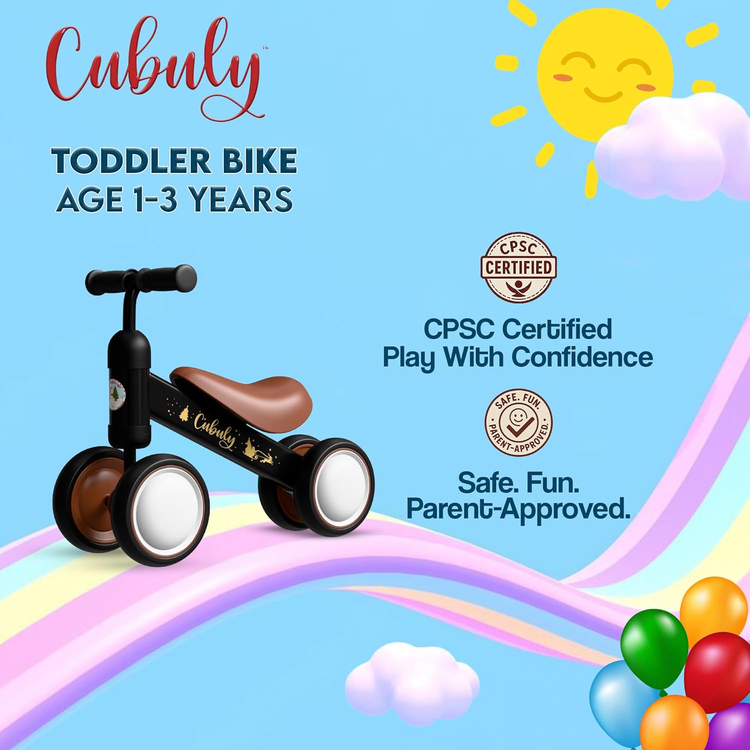 Baby Balance Bike for 1-3 Year – First Birthday Boy Girl Gifts 12-36 Month Mini Bike|Colorful Lighting Wheels|Ride on Toys |Toddler Balance Bike 1-3 Indoor/Outdoor Bike