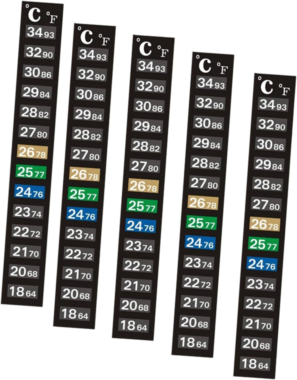 5Pcs Aquarium Thermometer Strips Easy Installation Sticky Temperature Decals
