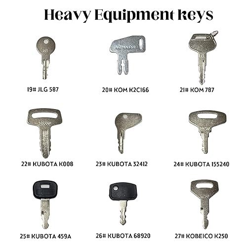Miniatura 5 de Juego maestro de 42 llaves de equipo pesado, llave de encendido para gato, funda JD John Deere Hyster Komatsu Kubota Yanmar Daewoo Takeuchi Ford New