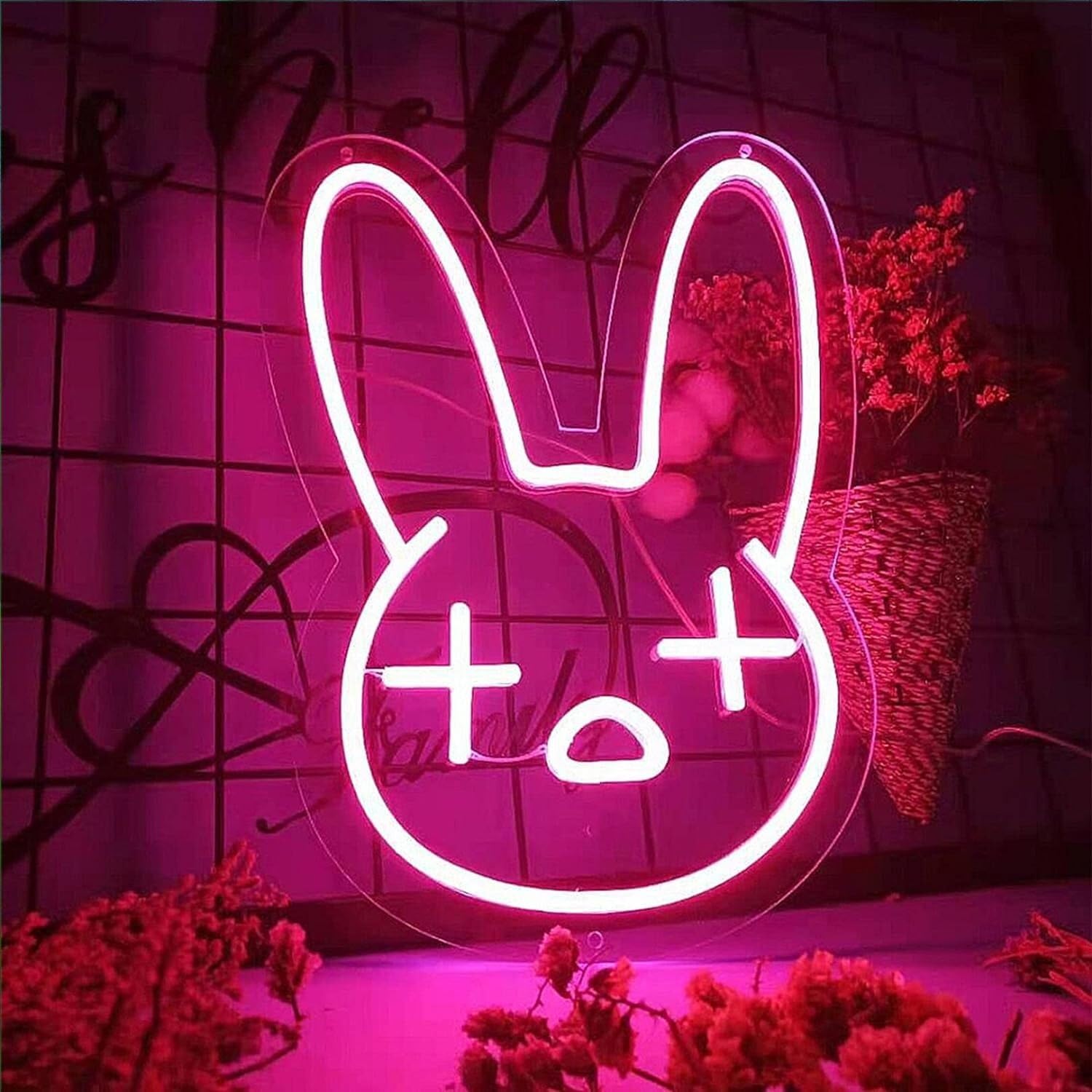KIJyfgTR LED Neon Bunny Shape Neon Sign Lights LED Neon For Kids Nursery Bedroom Party Decoration 45 * 35cm