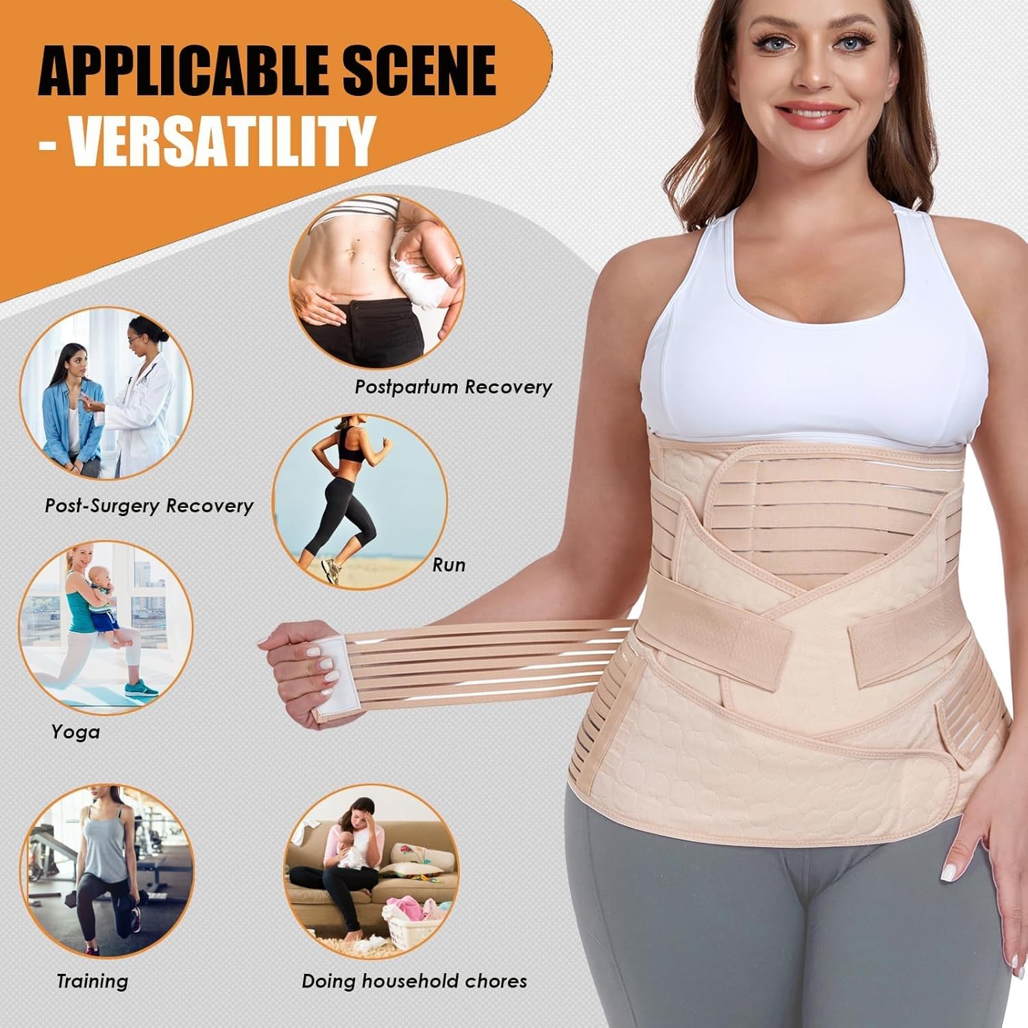 Mommora 3 IN1 Postpartum Belt After Delivery/C -Section Belt Postpartum After Delivery/Maternity Abdominal Belt after Delivery Colour - Beige,One Size - Image 5 thumbnail