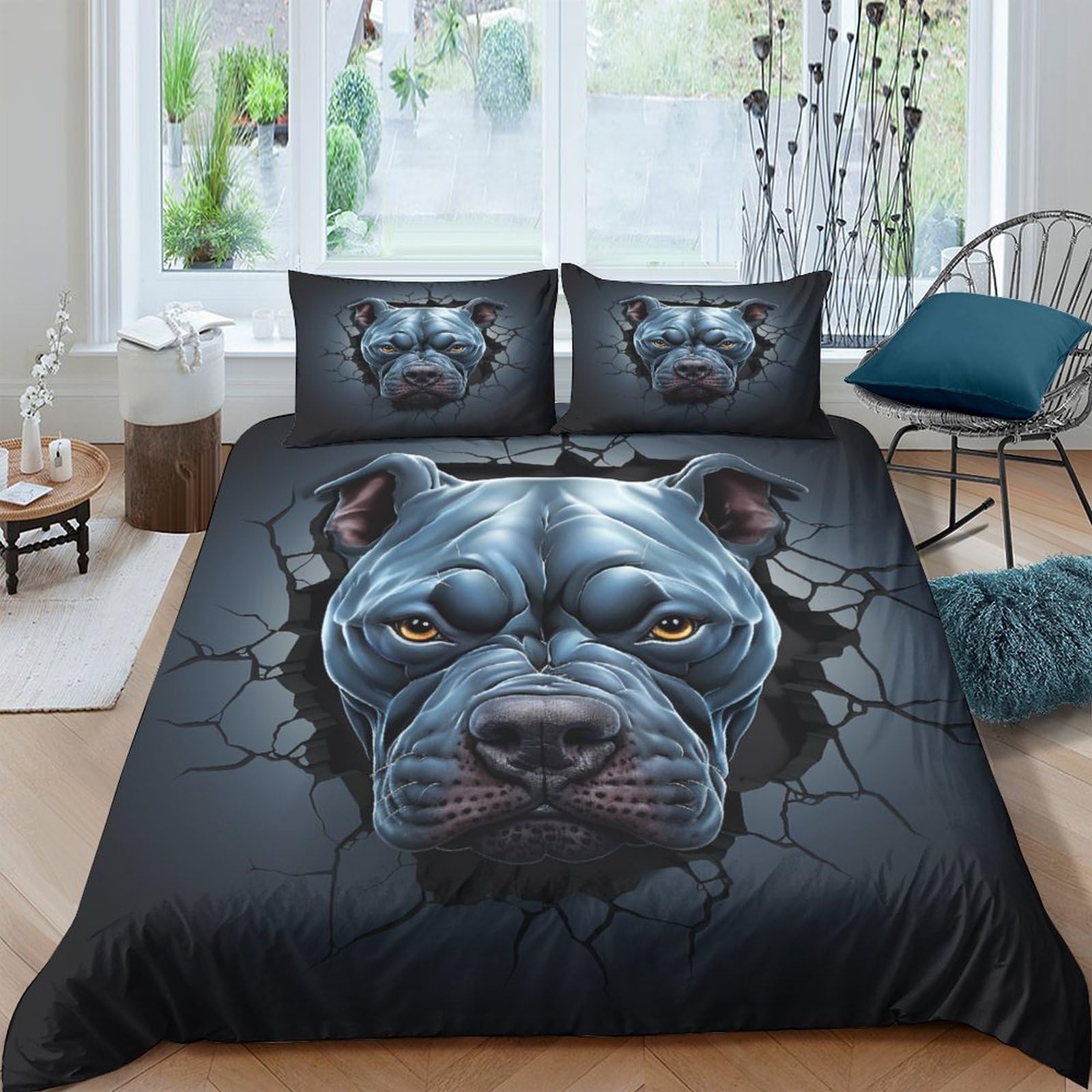 Housse de couette chiots antiplis parure lit microfibre respirante