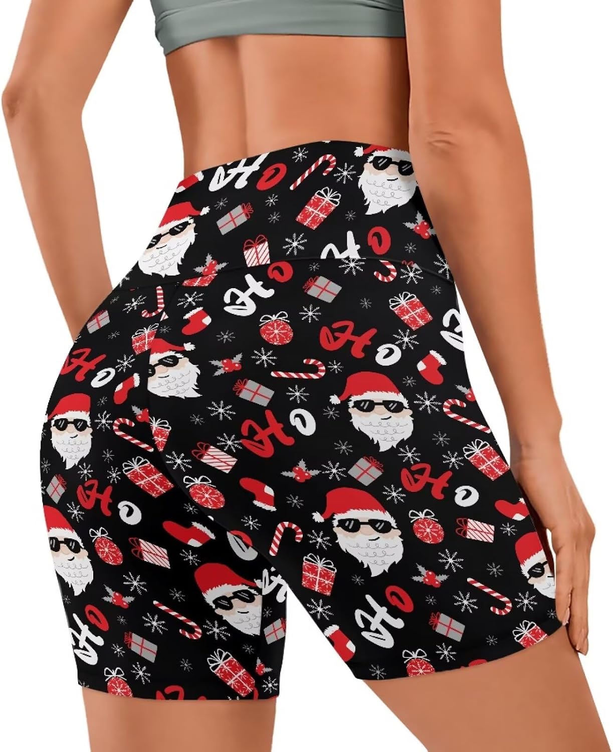 Women's Short Yoga Side Pockets High Waist Workout Gym Biker Shorts