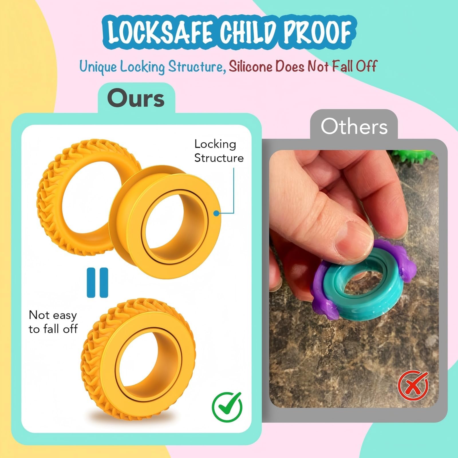 Fidget Ring Toys dla dorosłych i dzieci – 72 sztuki sensorycznych Fidget Spinner z 6 teksturami, bezgłośna zabawka w przypadku stanów lękowych, dla autyzmu ADHD, pomoc w koncentracji, do szkoły i